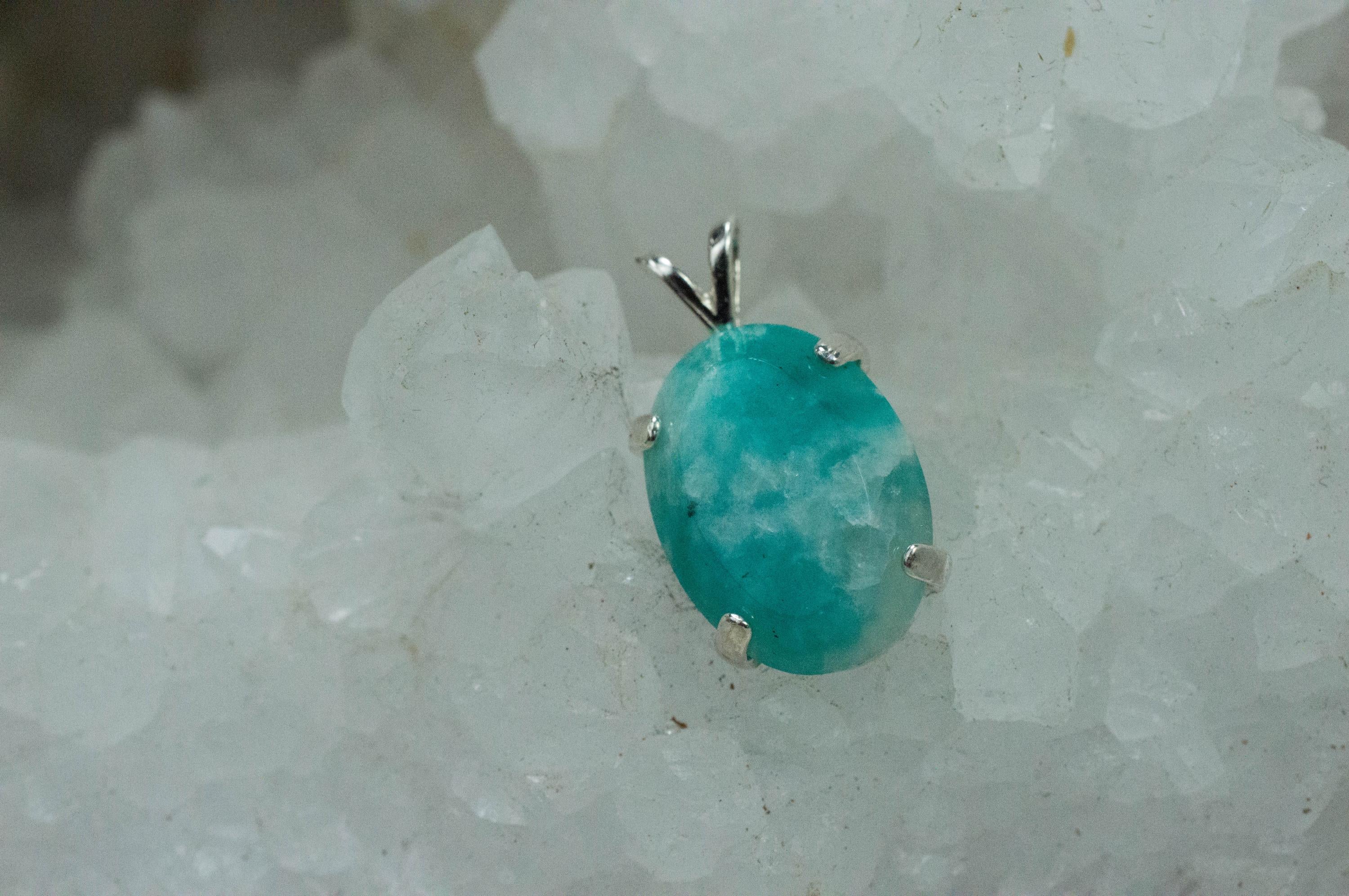 Amazonite Pendant; Natural Untreated Brazil Amazonite in Quartz; 6.010cts - Mark Oliver Gems