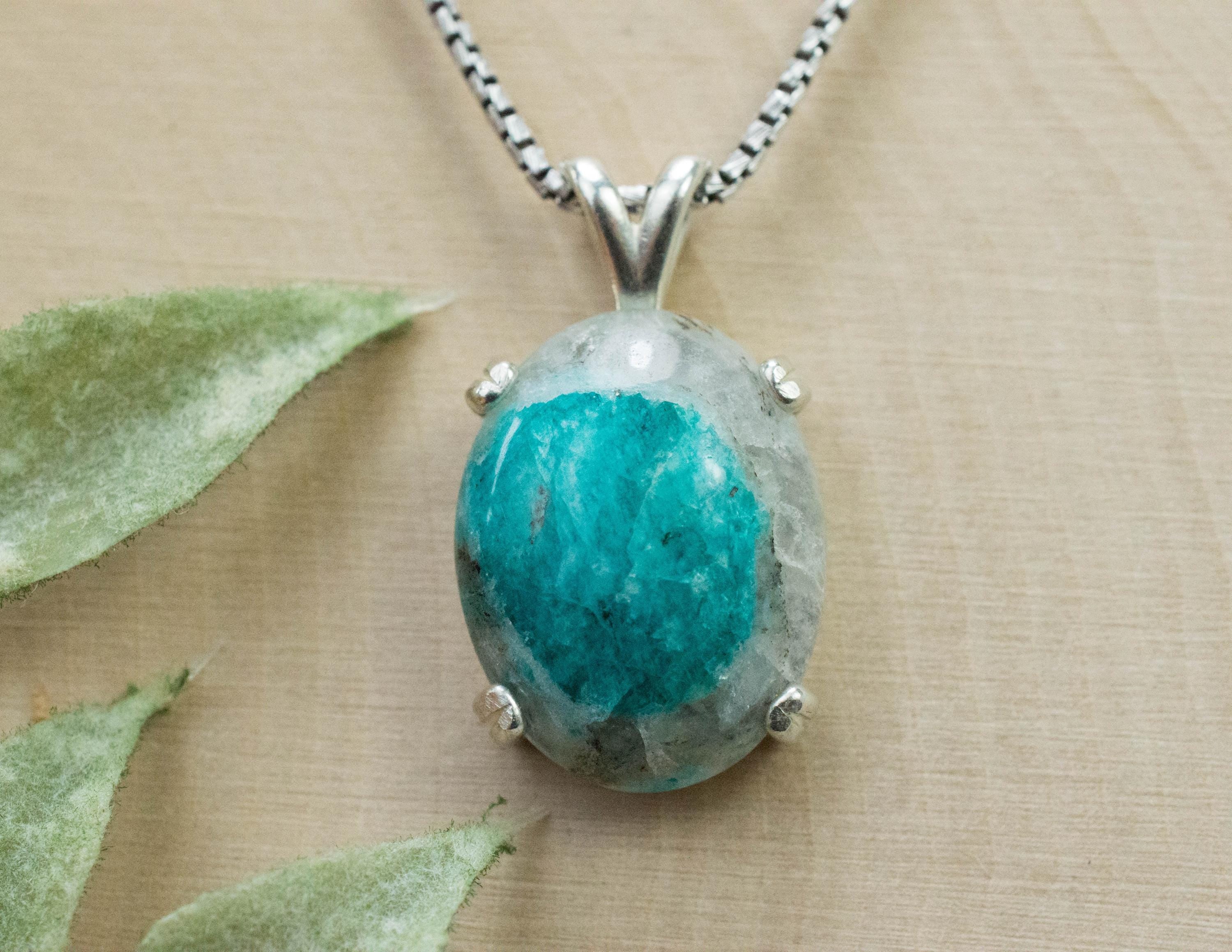 Amazonite Pendant; Natural Untreated Brazil Amazonite in Quartz; 10.190cts - Mark Oliver Gems