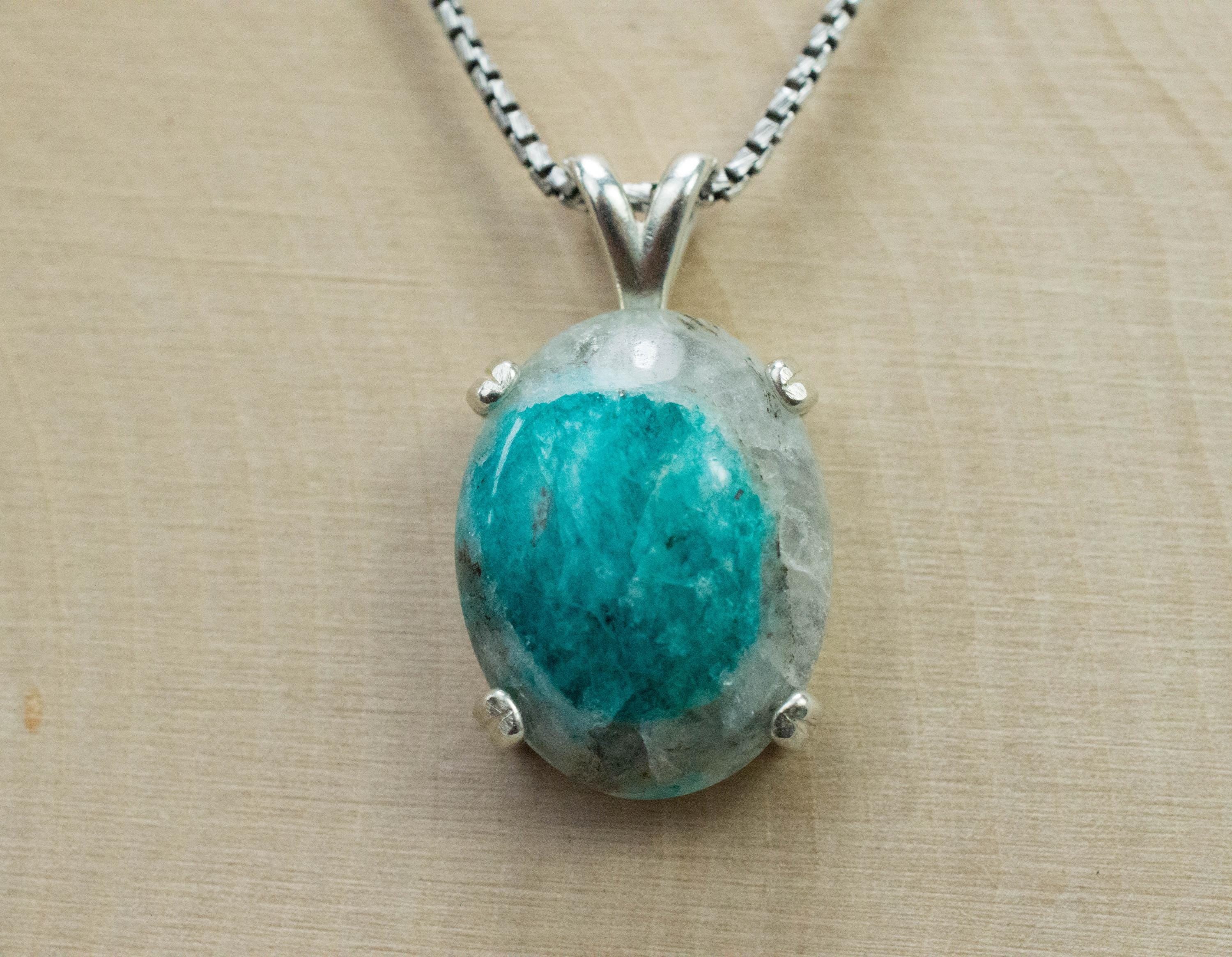 Amazonite Pendant; Natural Untreated Brazil Amazonite in Quartz; 10.190cts - Mark Oliver Gems