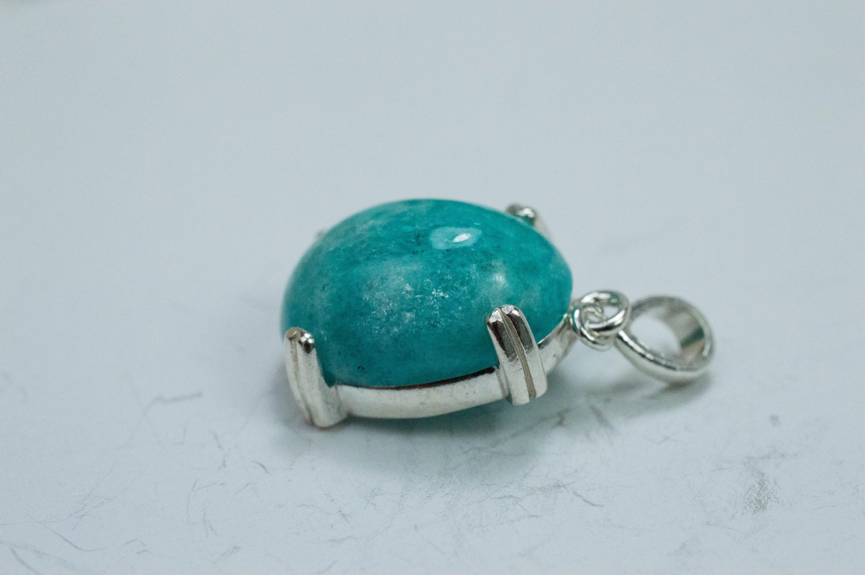 Amazonite Pendant; Natural Untreated Brazil Amazonite in Quartz; 8.440cts - Mark Oliver Gems