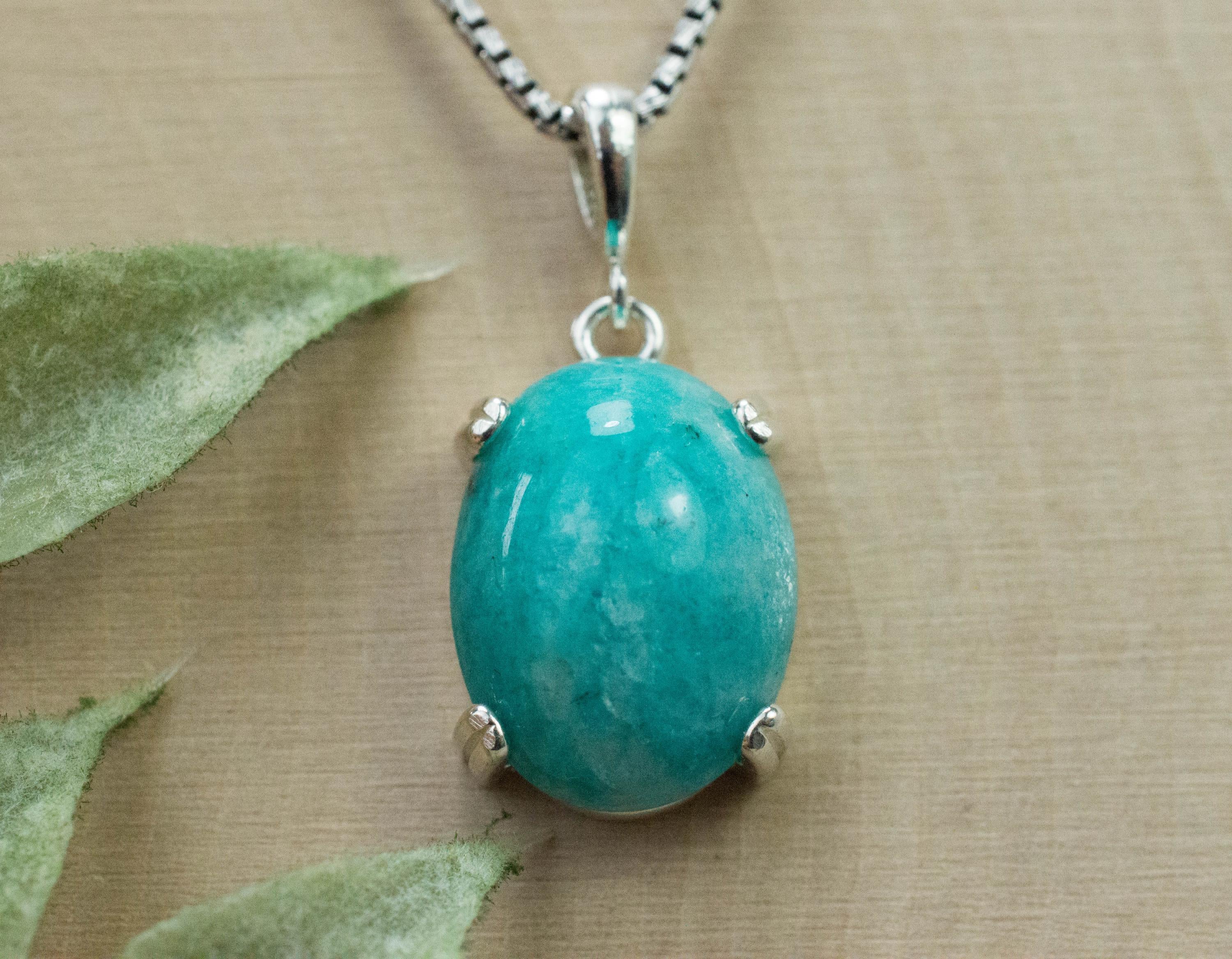 Amazonite Pendant; Natural Untreated Brazil Amazonite in Quartz; 8.440cts - Mark Oliver Gems