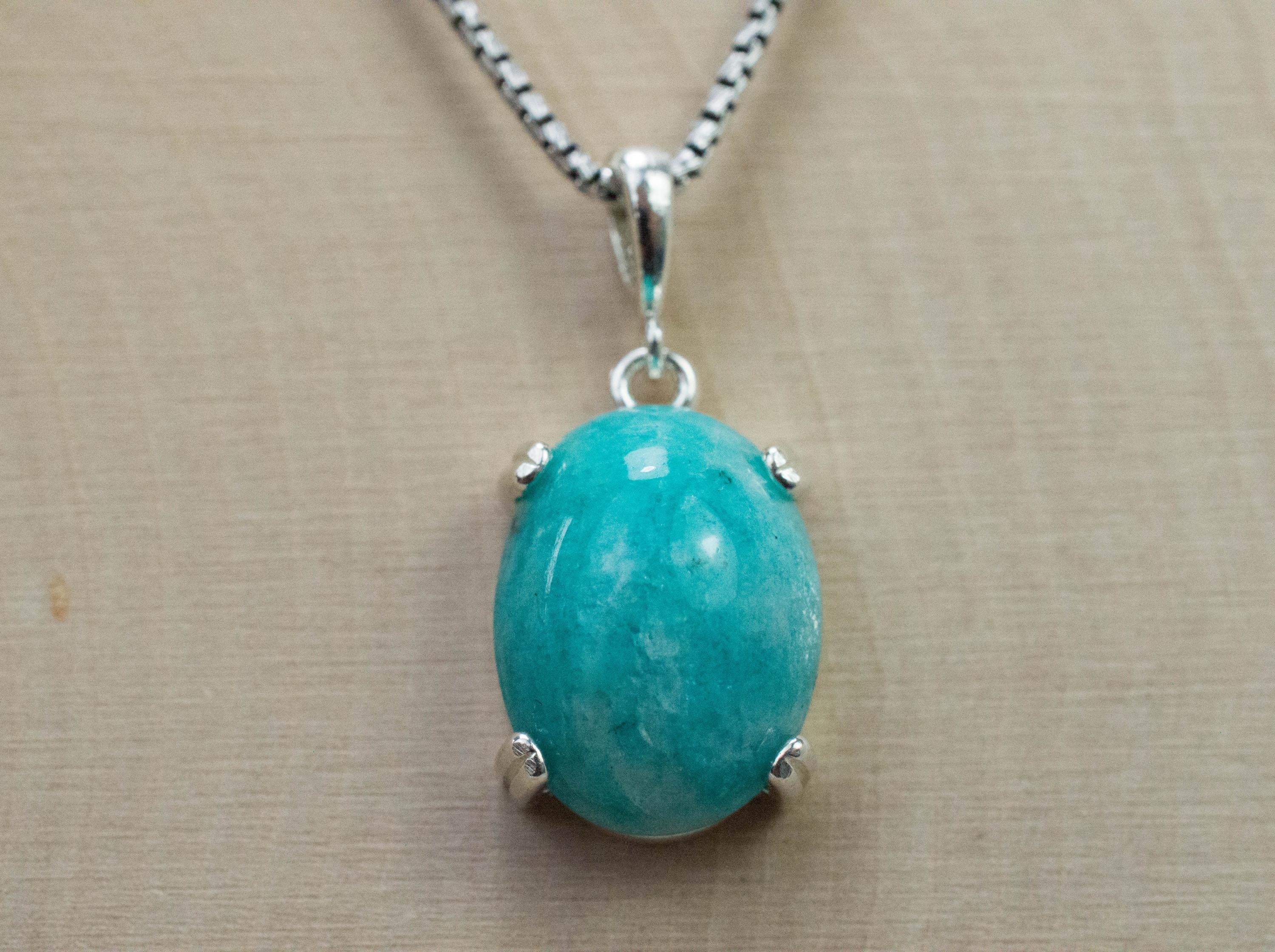 Amazonite Pendant; Natural Untreated Brazil Amazonite in Quartz; 8.440cts - Mark Oliver Gems