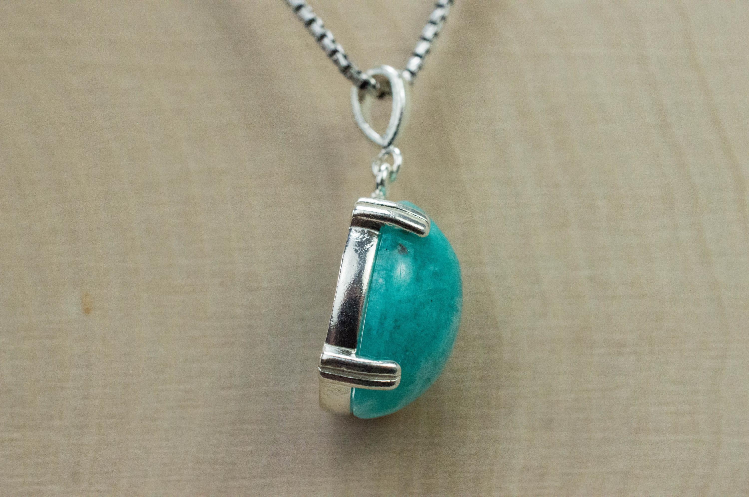 Amazonite Pendant; Natural Untreated Brazil Amazonite in Quartz; 8.440cts - Mark Oliver Gems