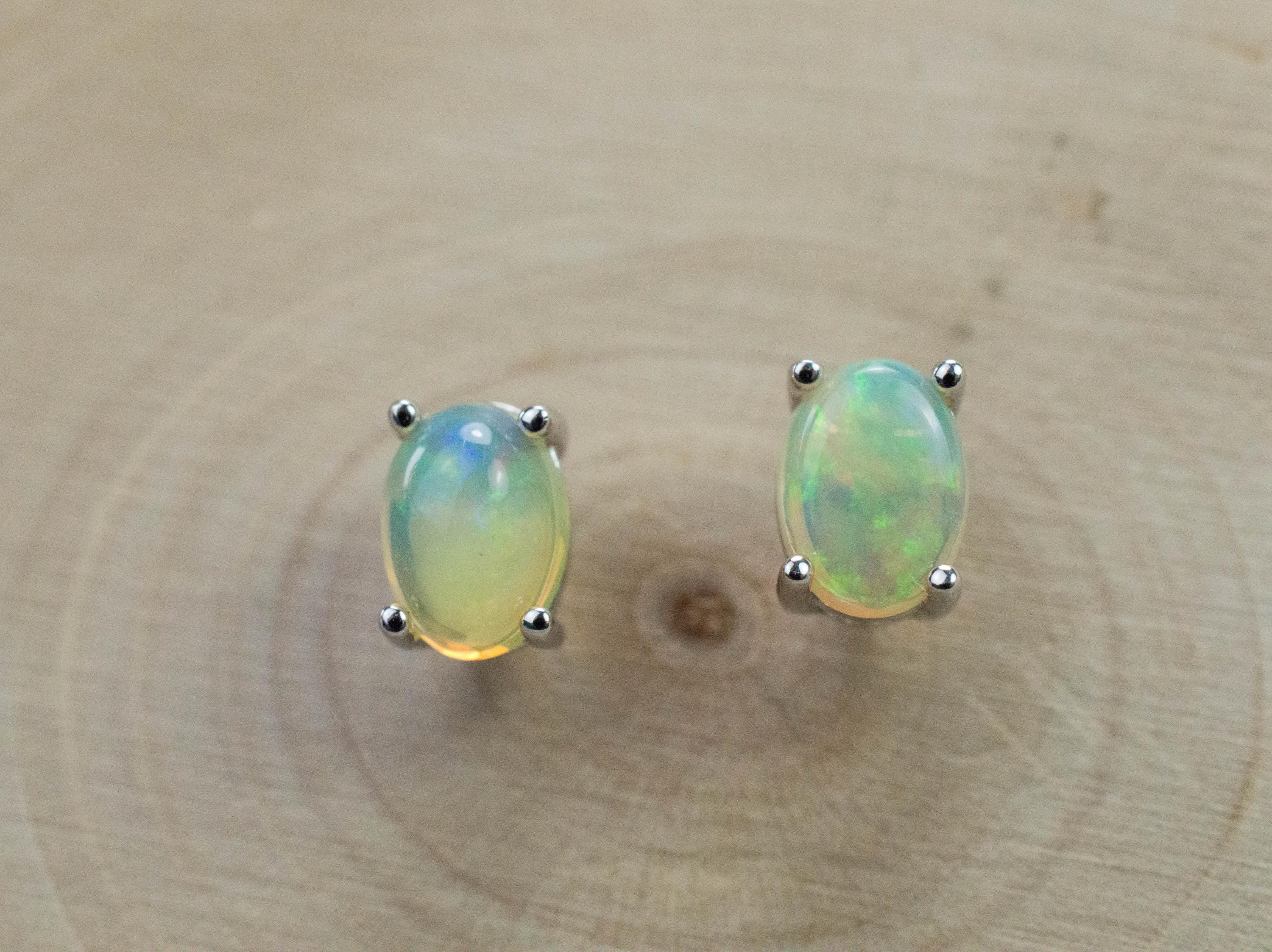 Ethiopian Opal Earrings, Genuine Untreated Welo Opals; 1.455cts - Mark Oliver Gems