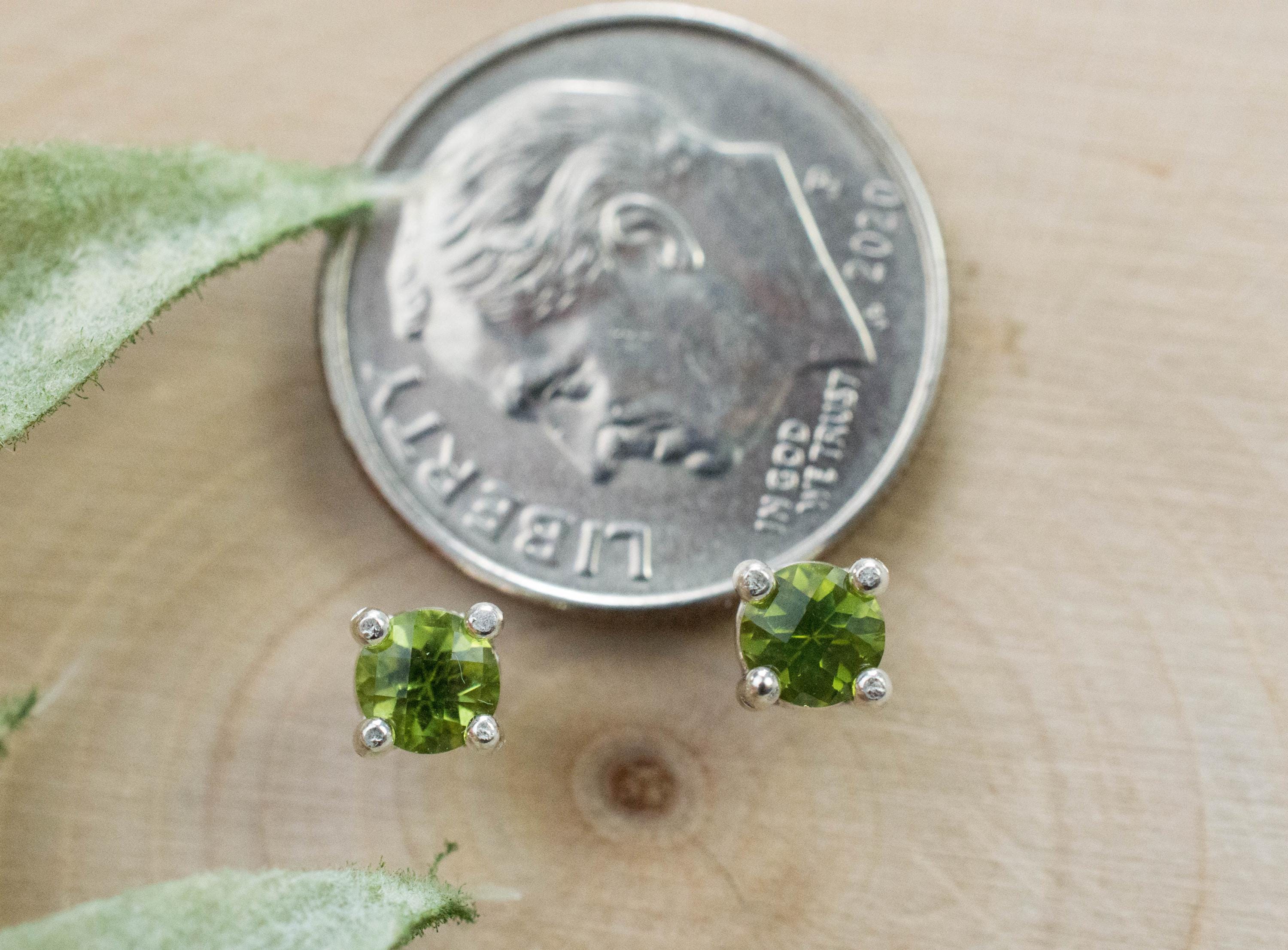 Peridot Earrings; Natural Untreated Arizona Peridot; 0.480cts - Mark Oliver Gems