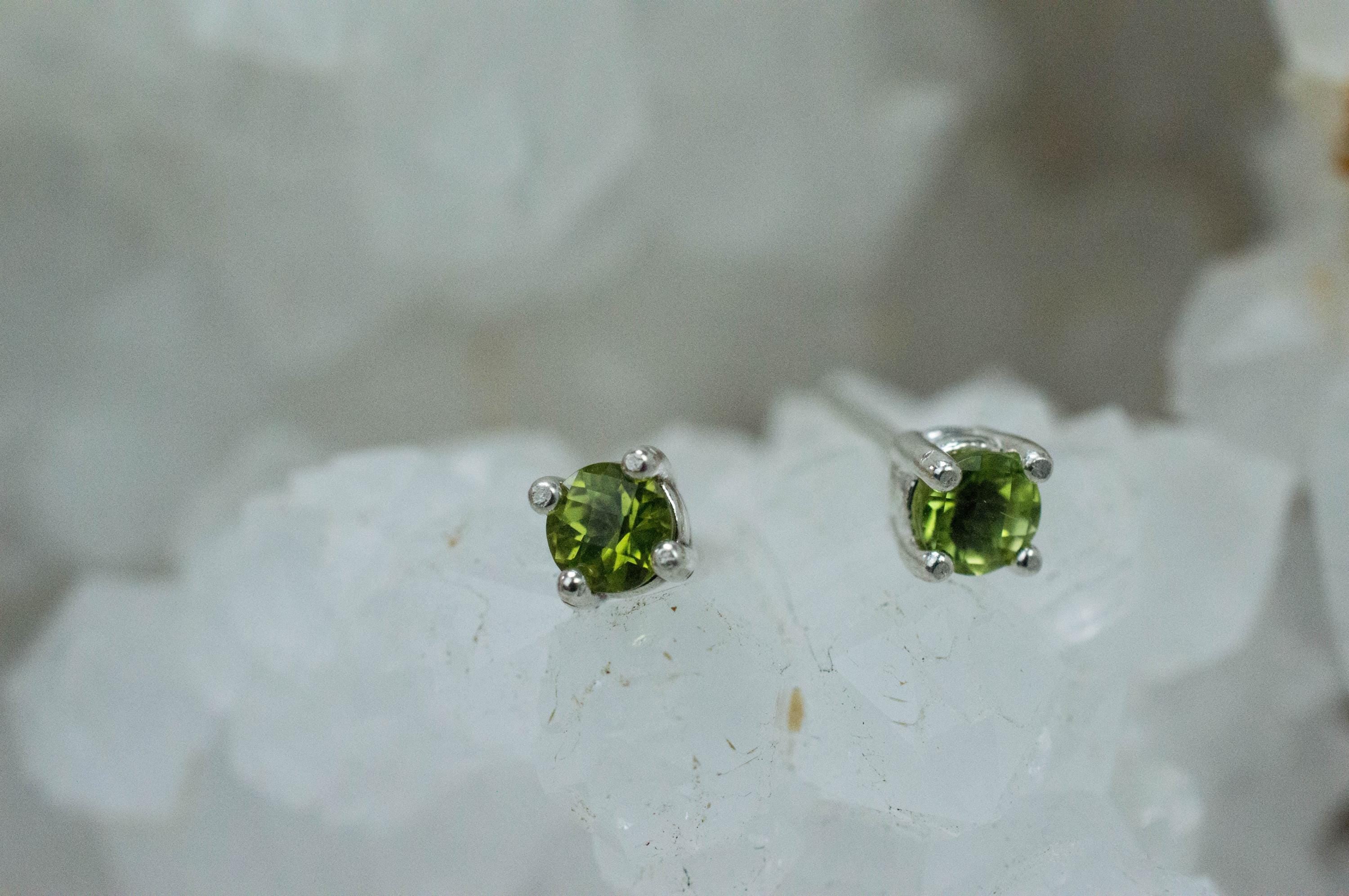 Peridot Earrings; Natural Untreated Arizona Peridot; 0.480cts - Mark Oliver Gems