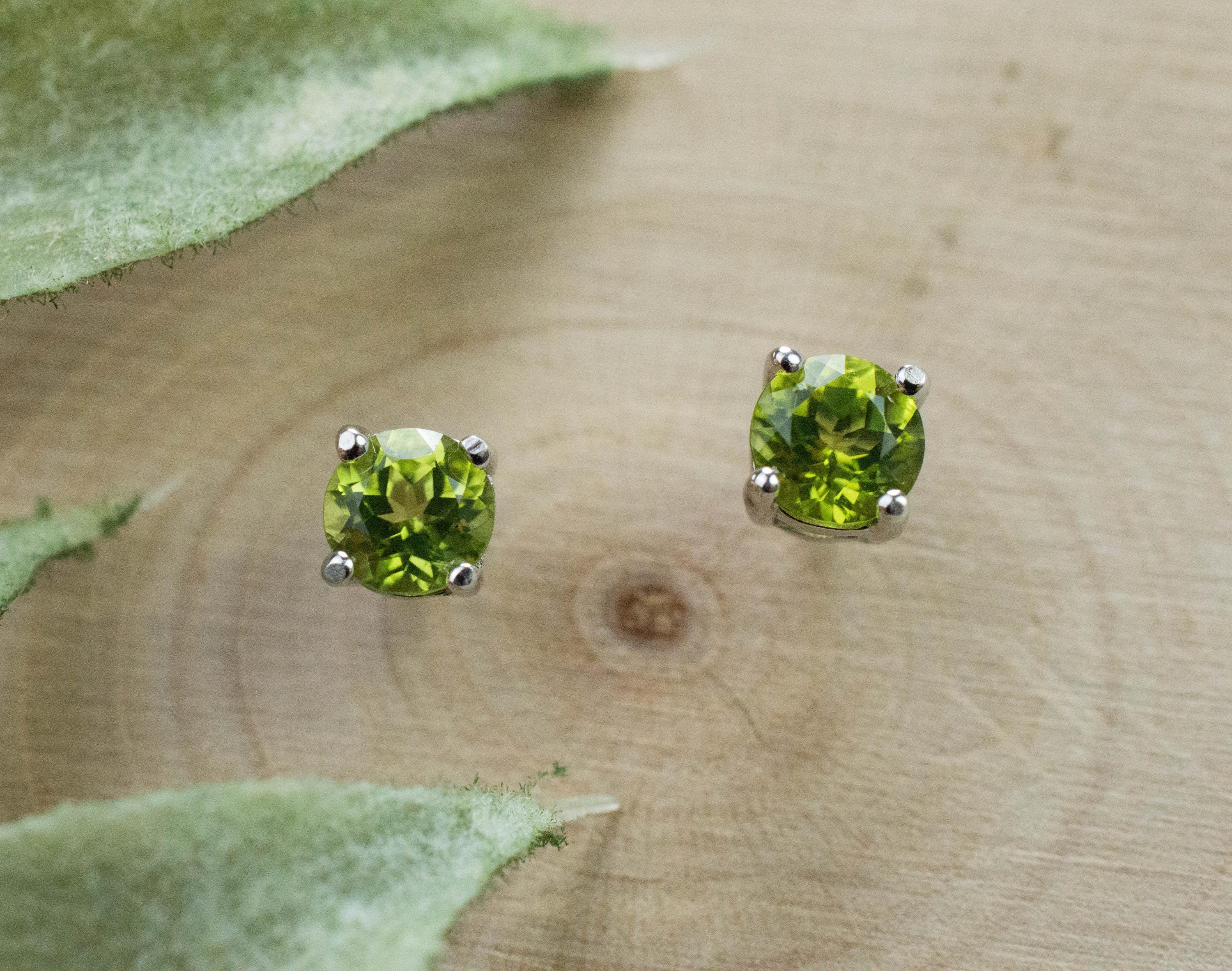 Peridot Earrings; Natural Untreated Arizona Peridot; 0.570cts - Mark Oliver Gems