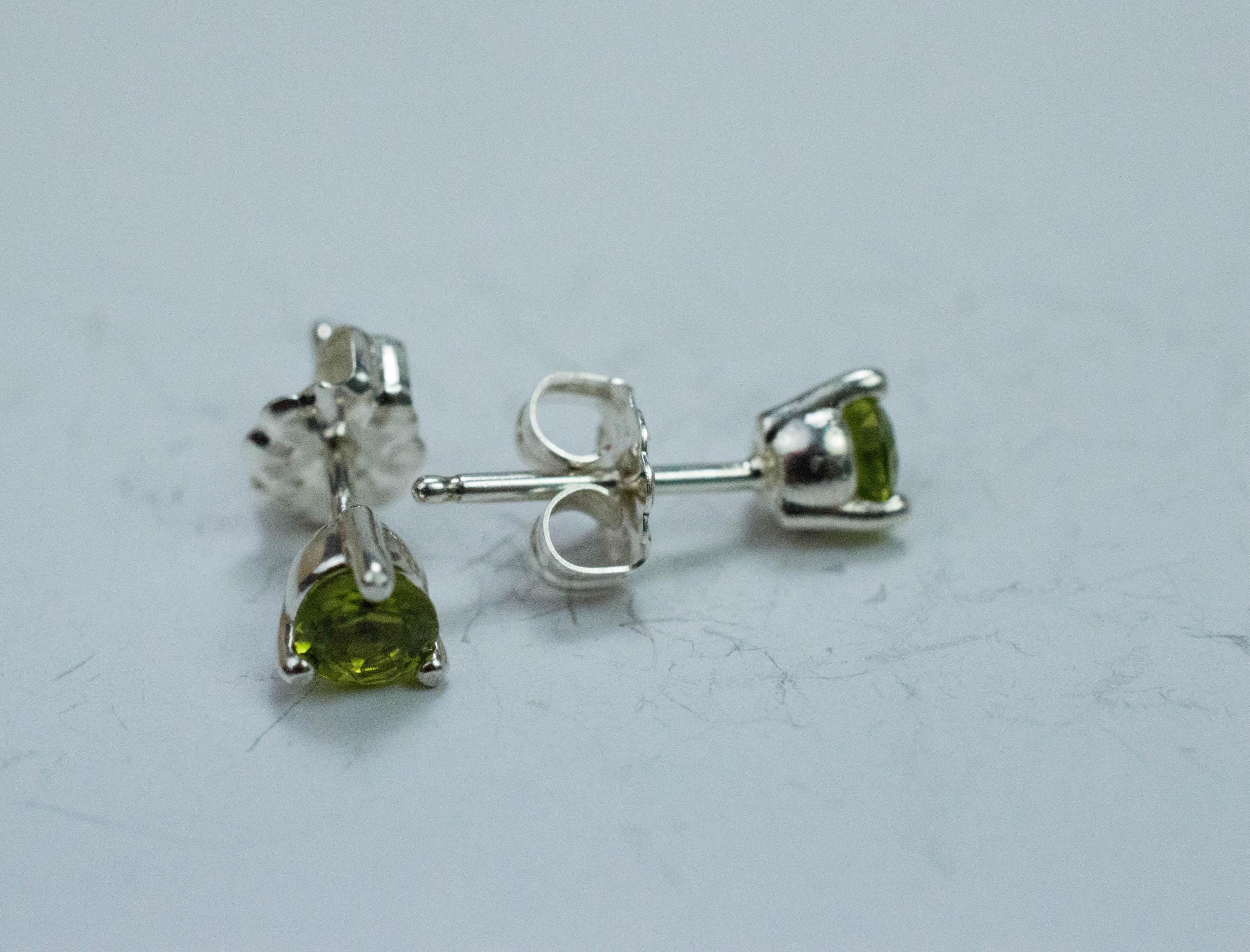 Peridot Earrings; Natural Untreated Arizona Peridot; 0.585cts - Mark Oliver Gems
