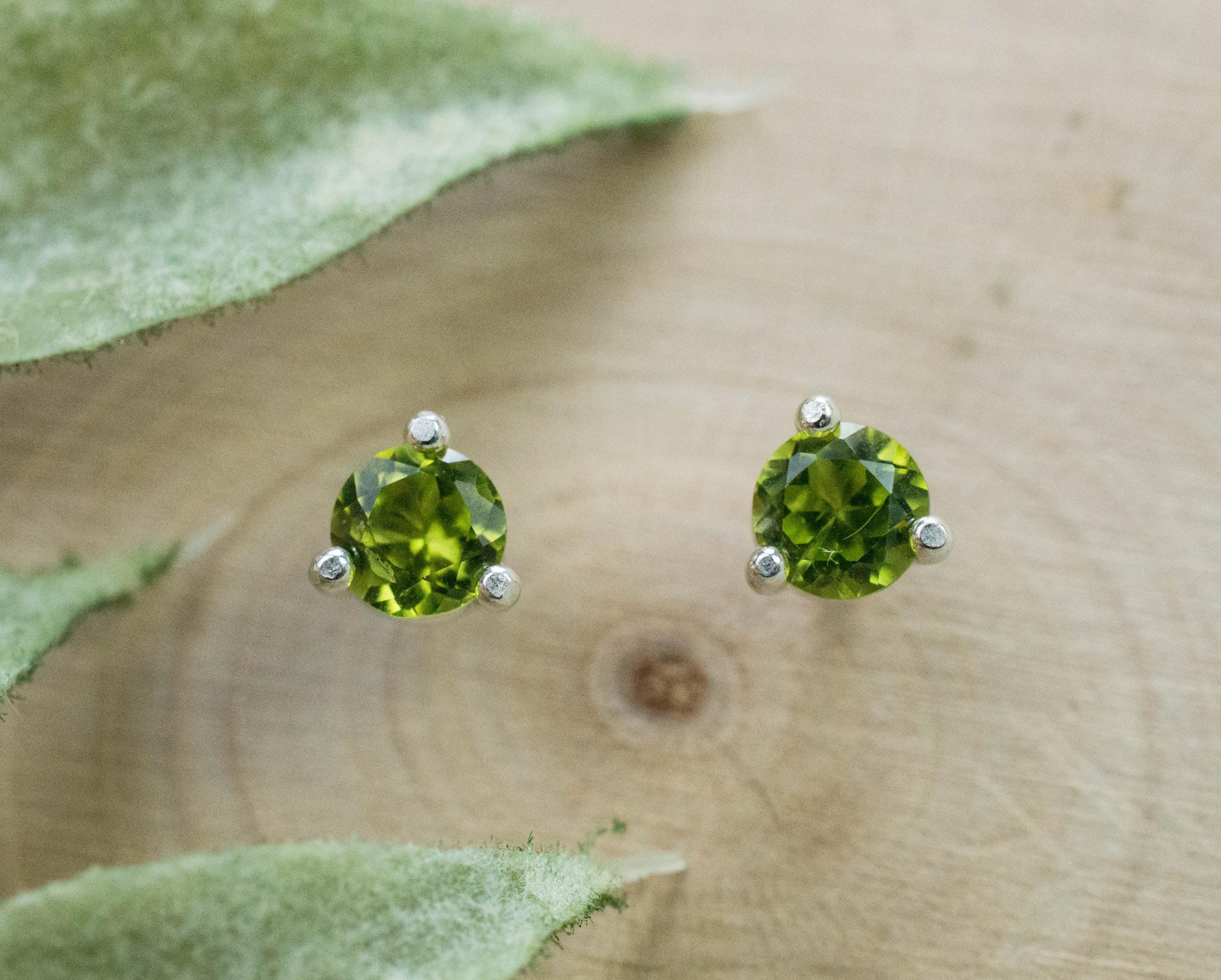 Peridot Earrings; Natural Untreated Arizona Peridot; 0.585cts - Mark Oliver Gems