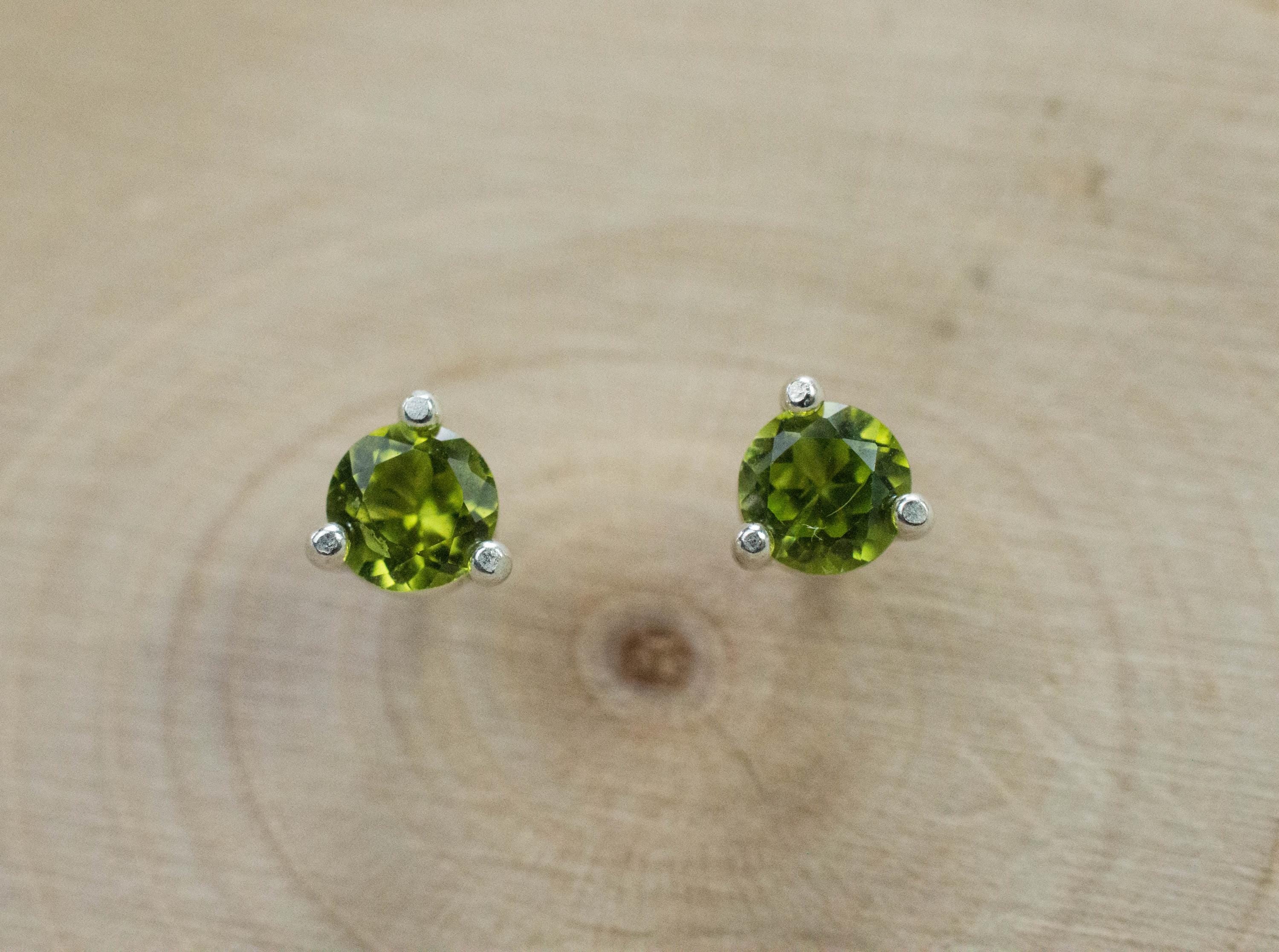 Peridot Earrings; Natural Untreated Arizona Peridot; 0.585cts - Mark Oliver Gems