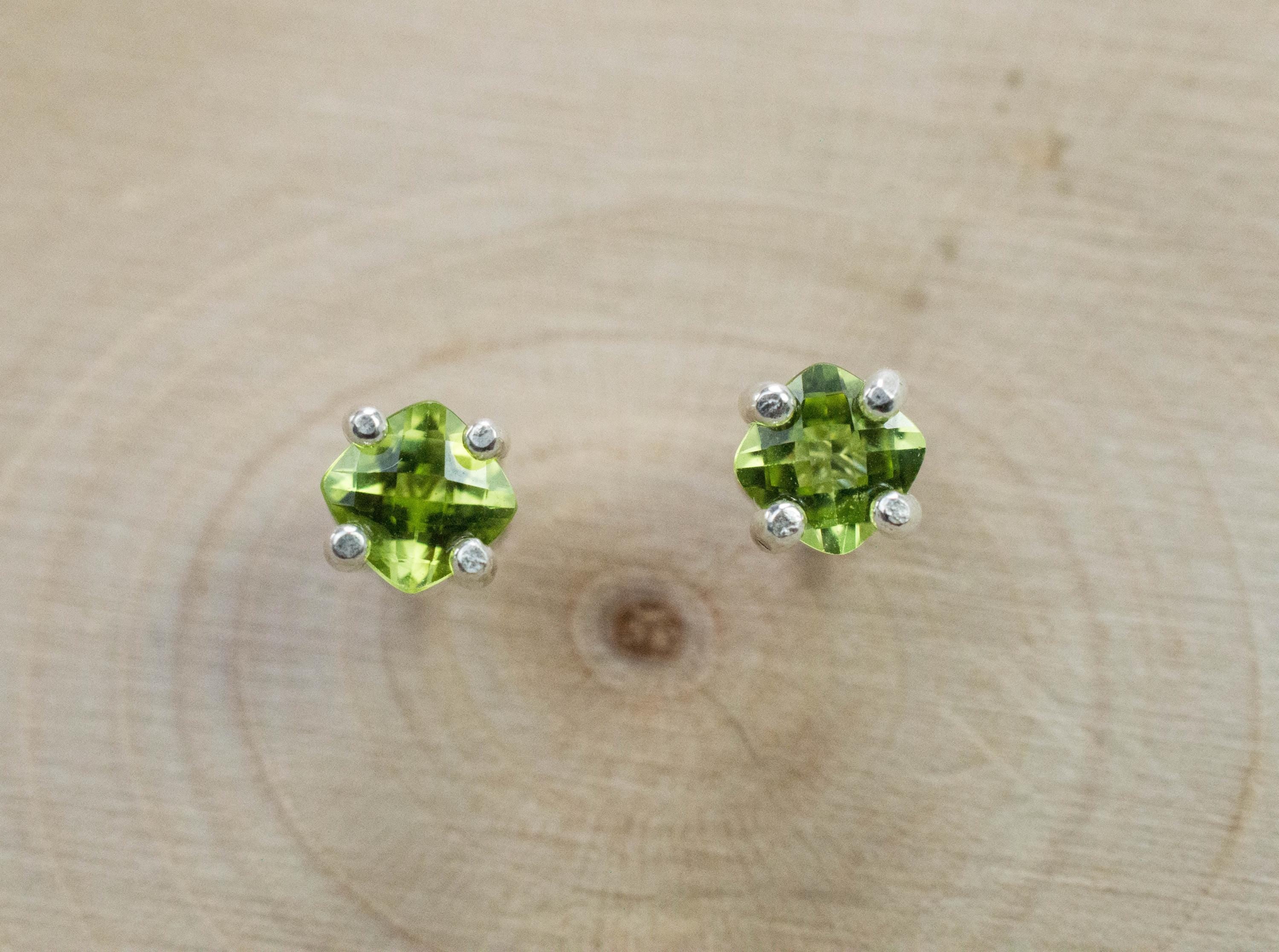 Peridot Earrings; Natural Untreated Arizona Peridot; 0.610cts - Mark Oliver Gems