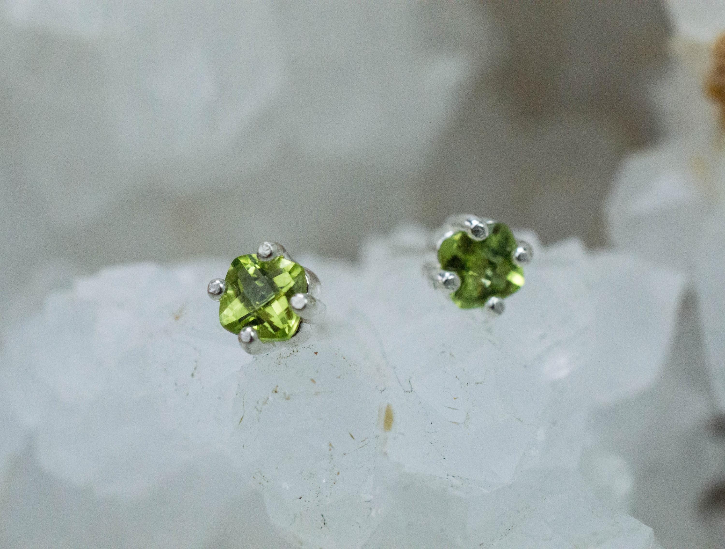 Peridot Earrings; Natural Untreated Arizona Peridot; 0.610cts - Mark Oliver Gems