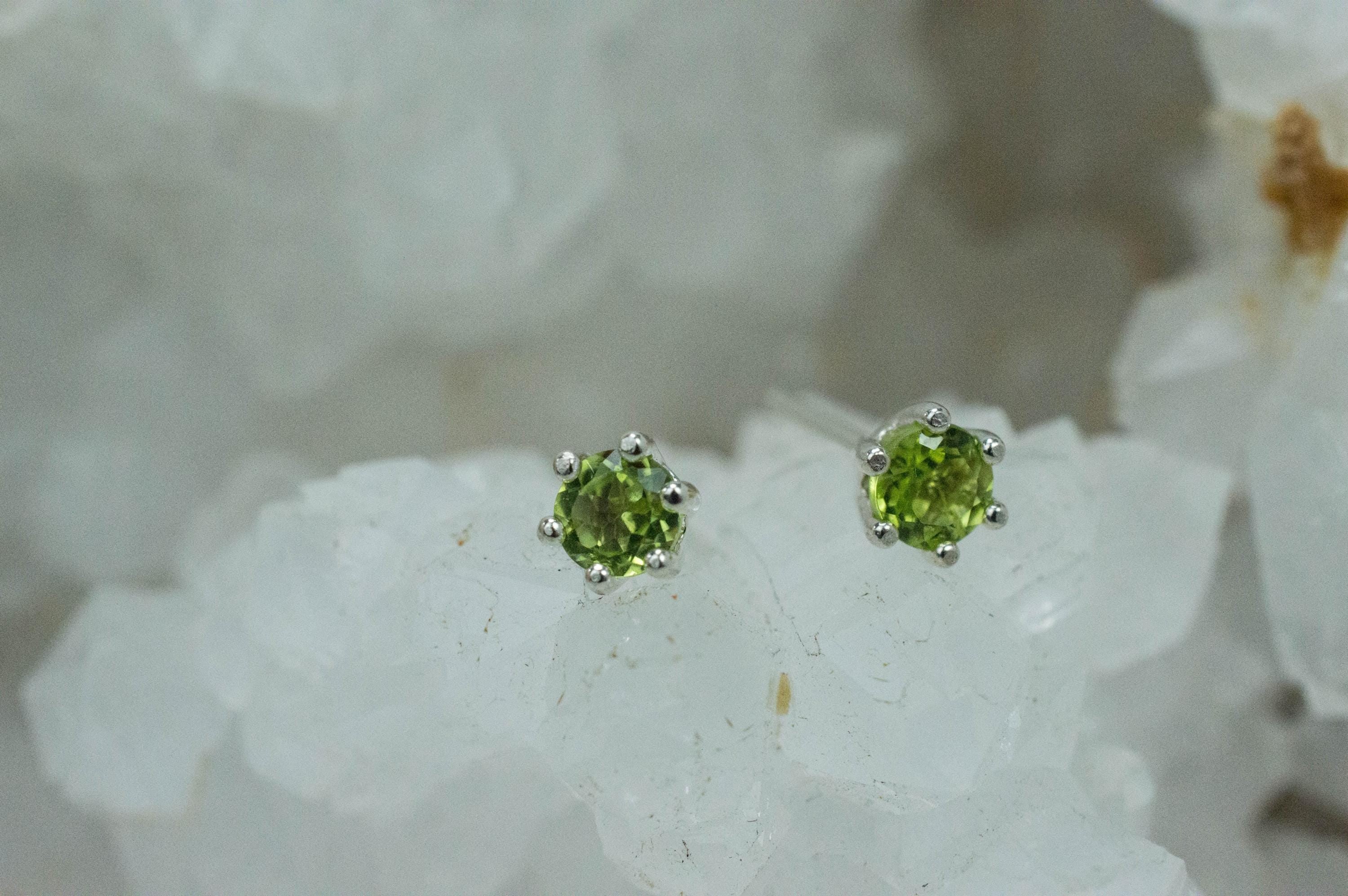 Peridot Earrings; Natural Untreated Arizona Peridot; 0.675cts - Mark Oliver Gems