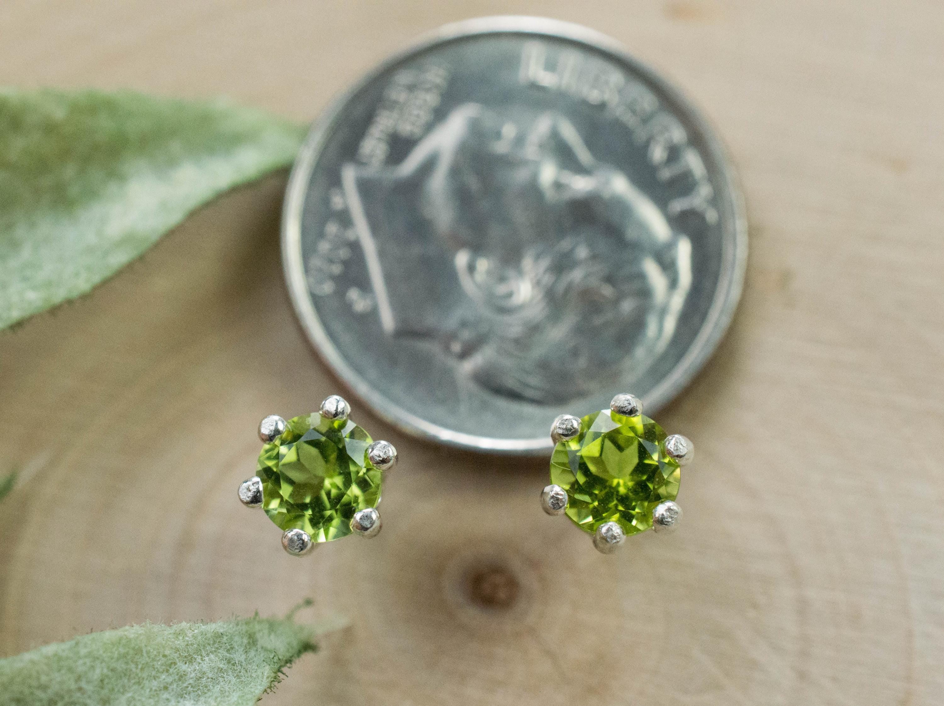 Peridot Earrings; Natural Untreated Arizona Peridot; 0.755cts - Mark Oliver Gems