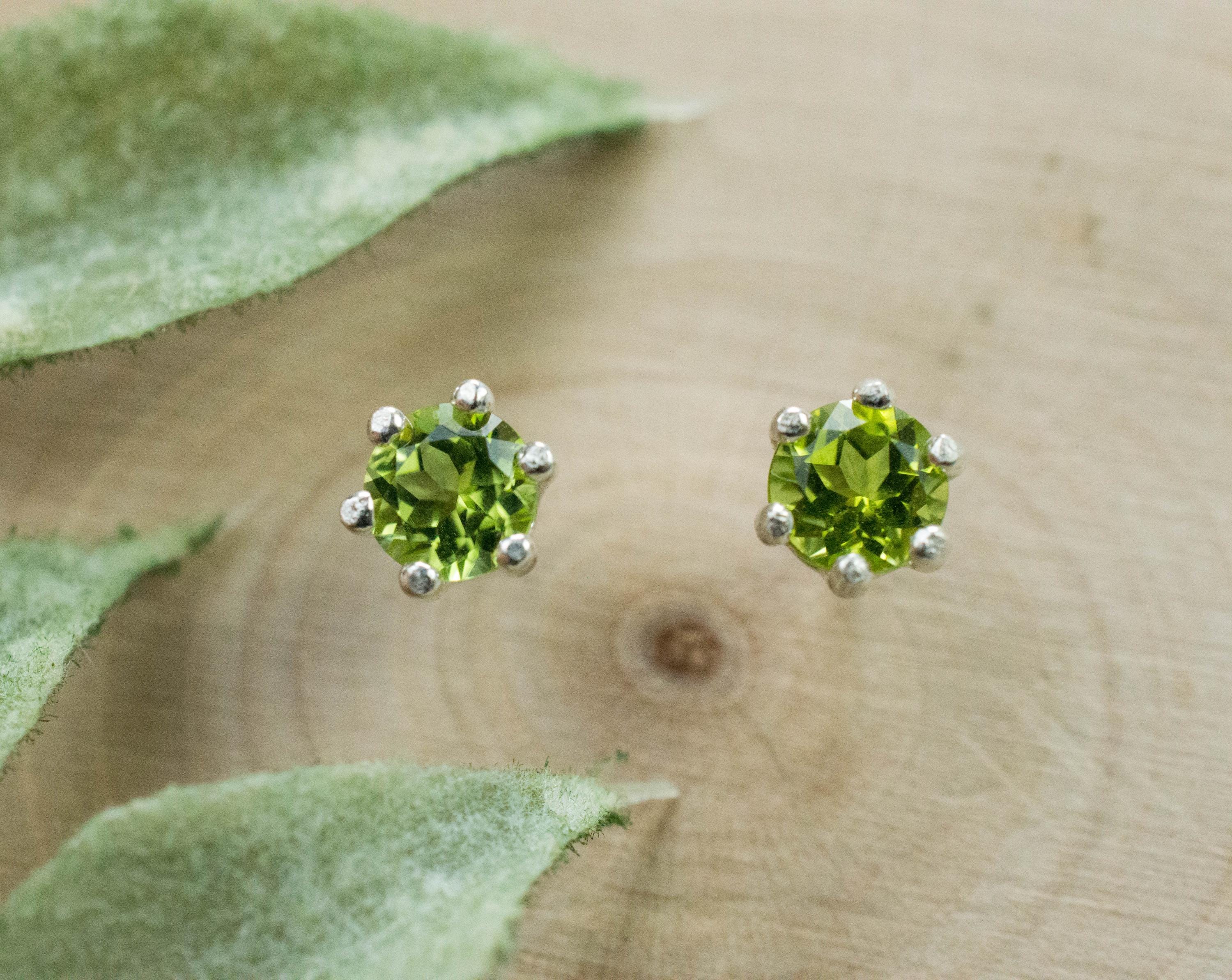 Peridot Earrings; Natural Untreated Arizona Peridot; 0.755cts - Mark Oliver Gems