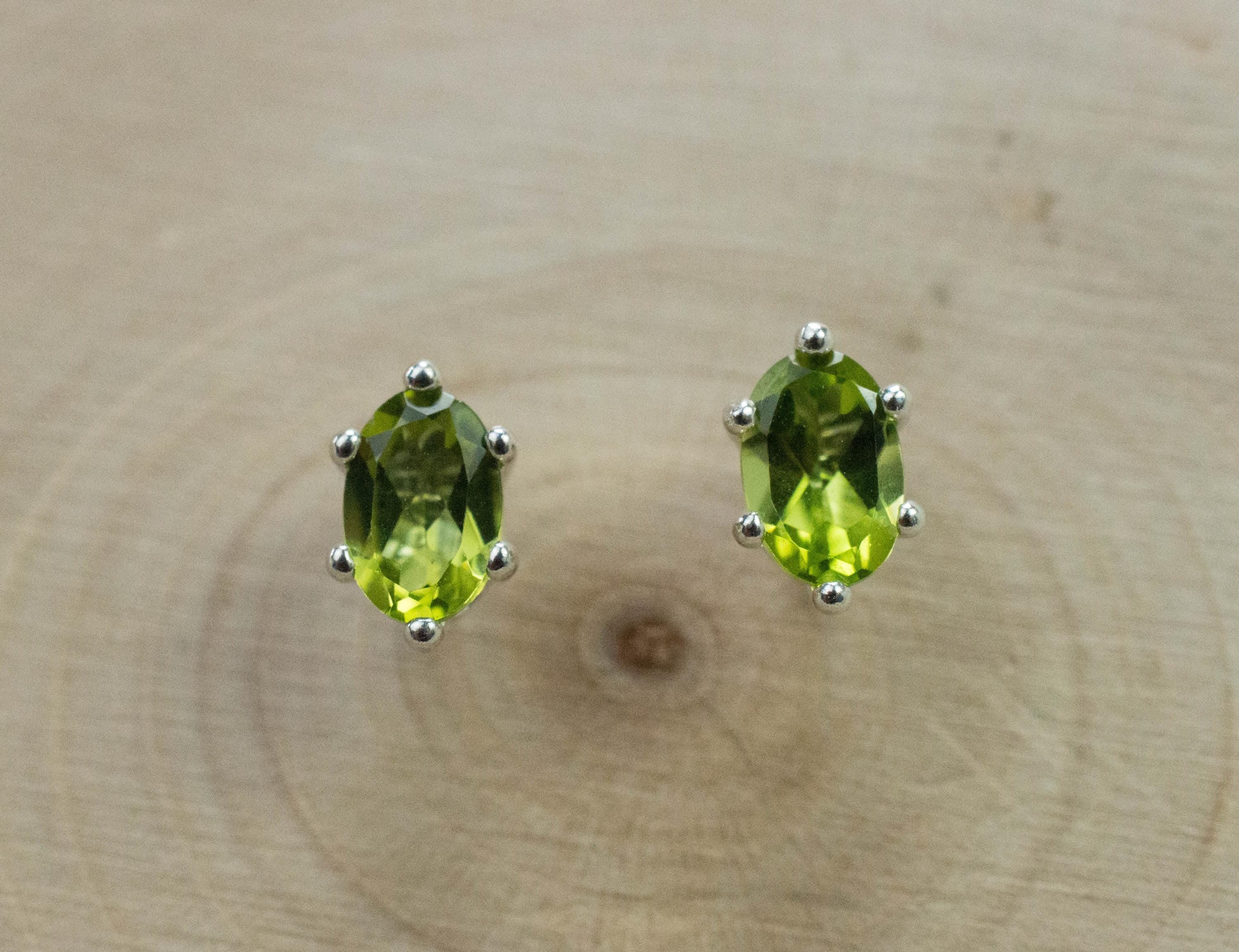 Peridot Earrings; Natural Untreated Arizona Peridot; 0.985cts - Mark Oliver Gems
