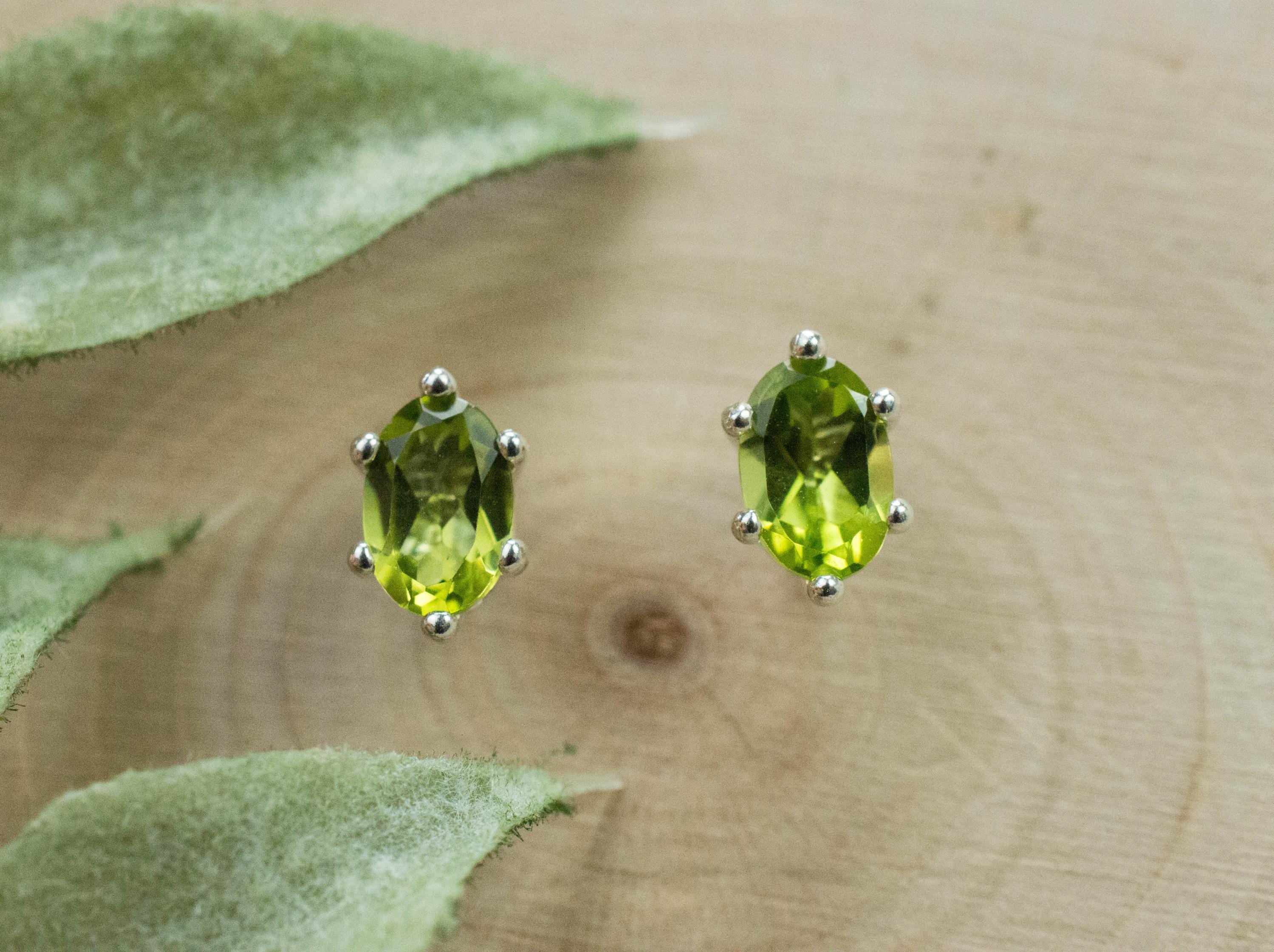 Peridot Earrings; Natural Untreated Arizona Peridot; 0.985cts - Mark Oliver Gems