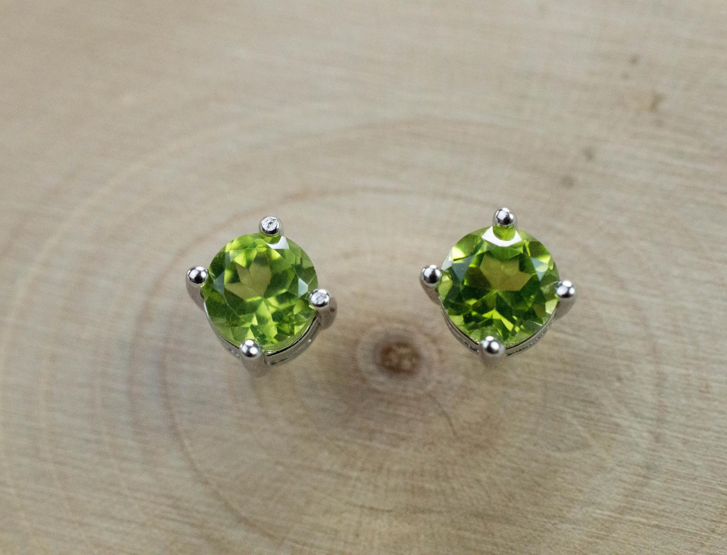 Peridot Earrings; Natural Untreated Arizona Peridot; 1.000cts - Mark Oliver Gems