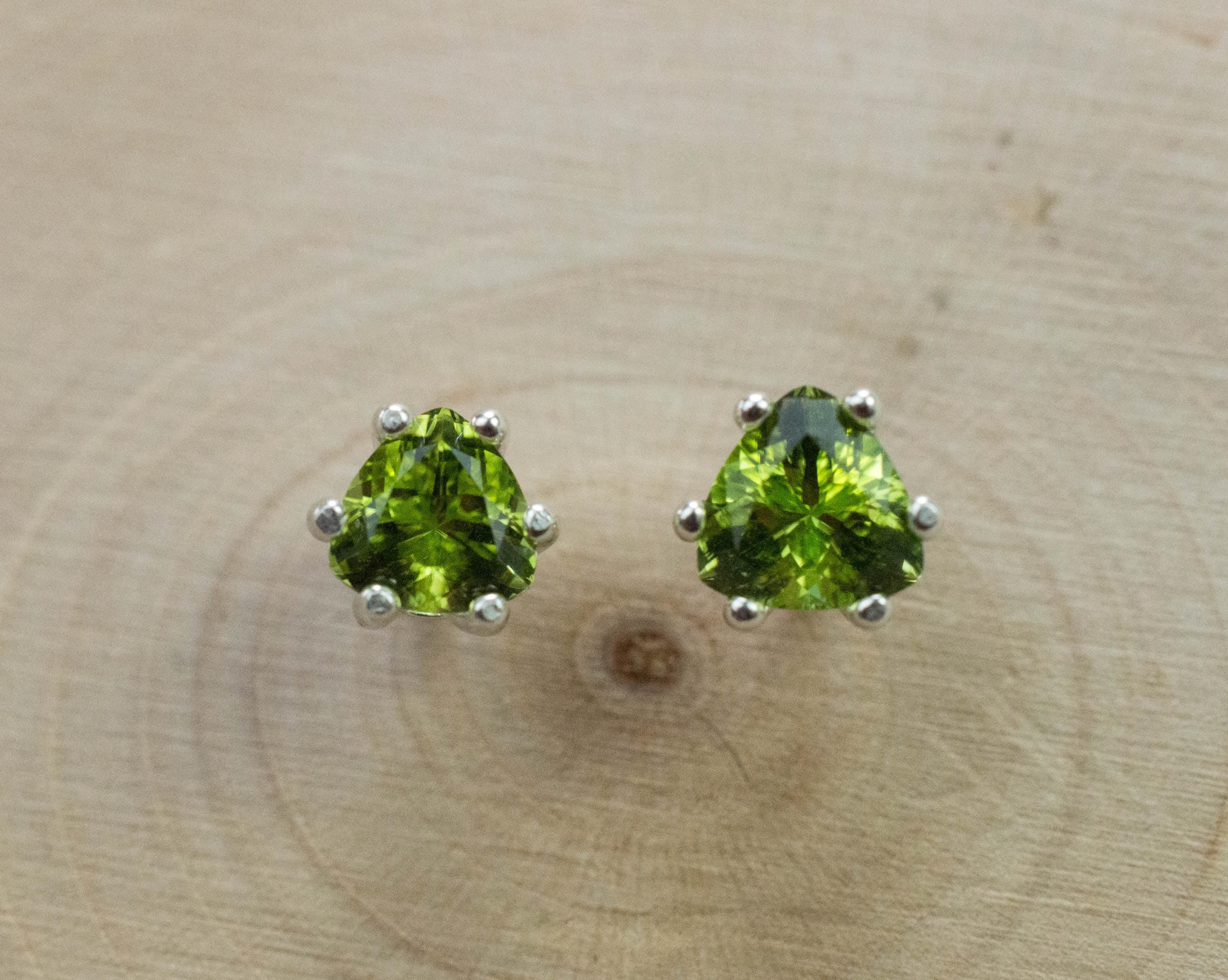 Peridot Earrings; Natural Untreated Arizona Peridot; 1.110cts - Mark Oliver Gems