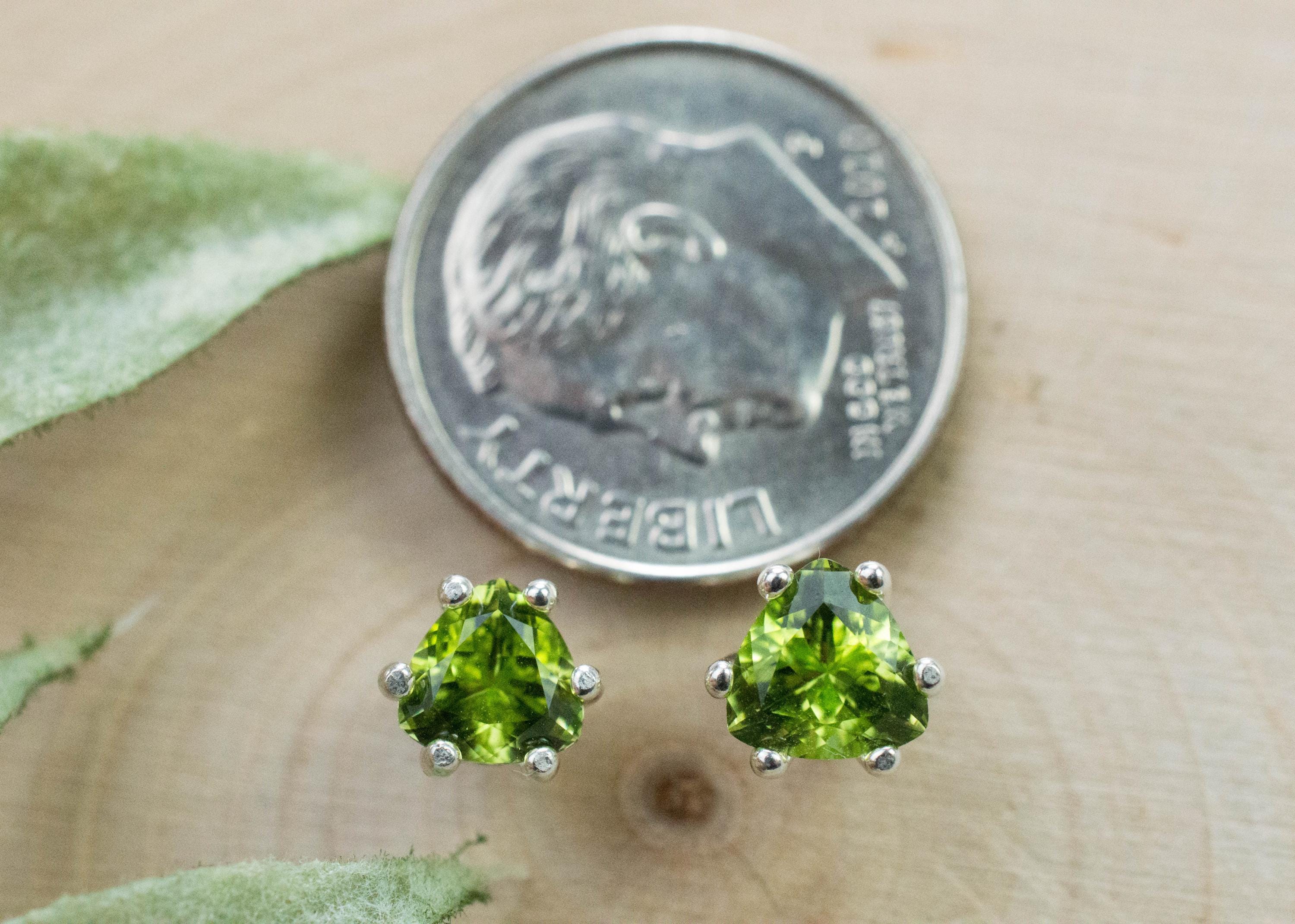 Peridot Earrings; Natural Untreated Arizona Peridot; 1.110cts - Mark Oliver Gems