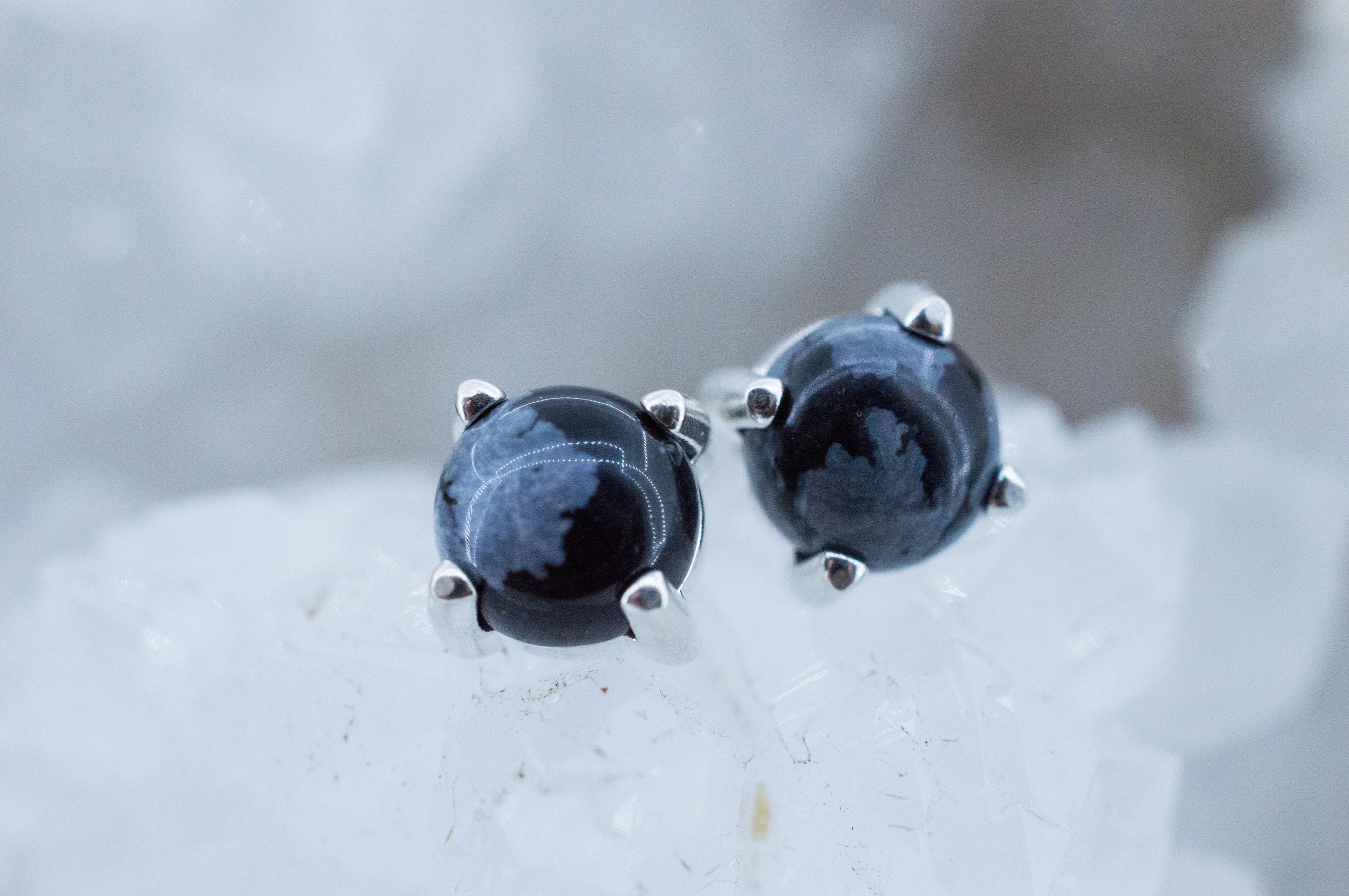 Snowflake Obsidian Earrings; Genuine Untreated Utah Obsidian; 1.480cts - Mark Oliver Gems
