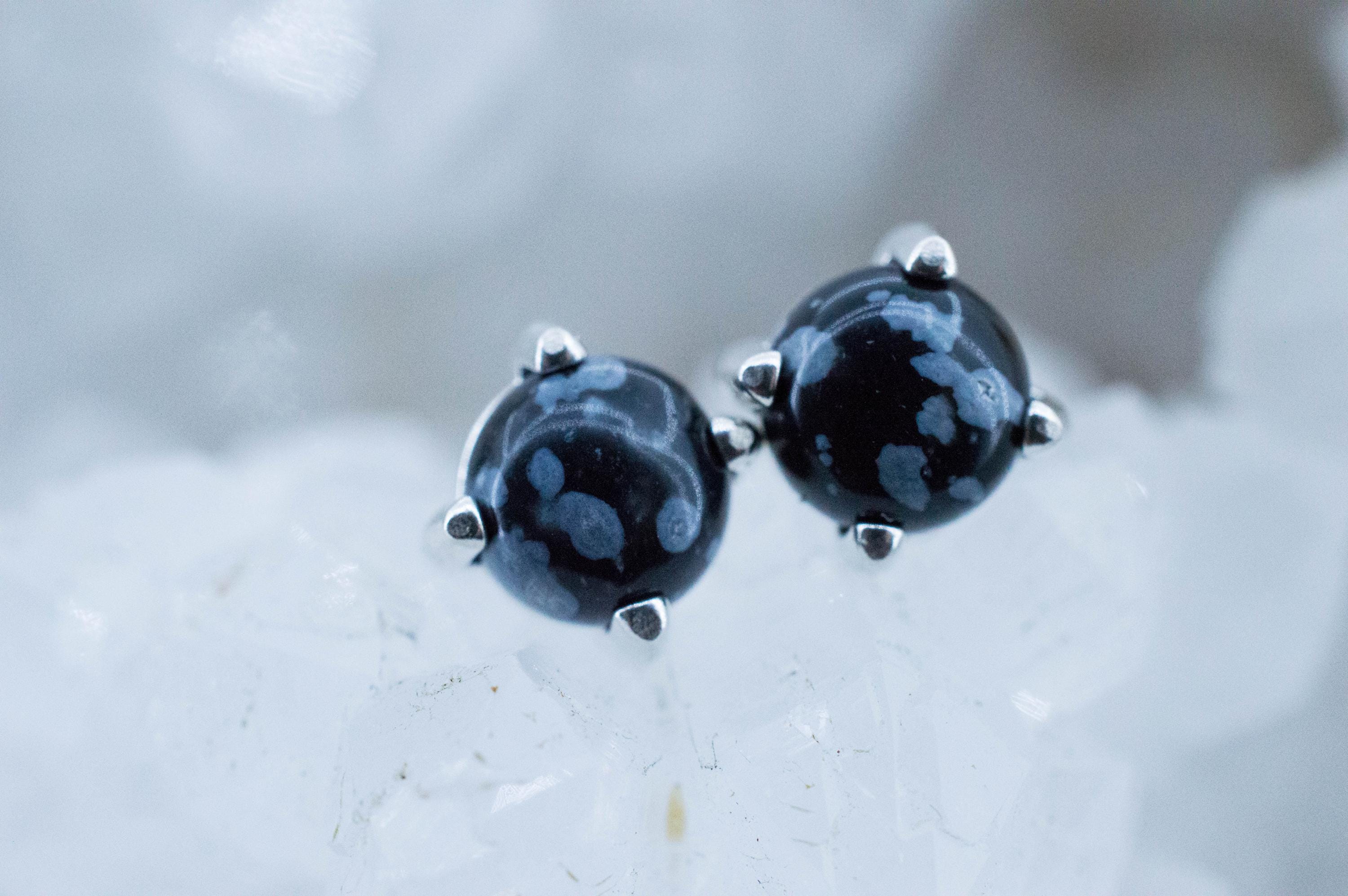 Snowflake Obsidian Earrings; Genuine Untreated Utah Obsidian; 1.520cts - Mark Oliver Gems