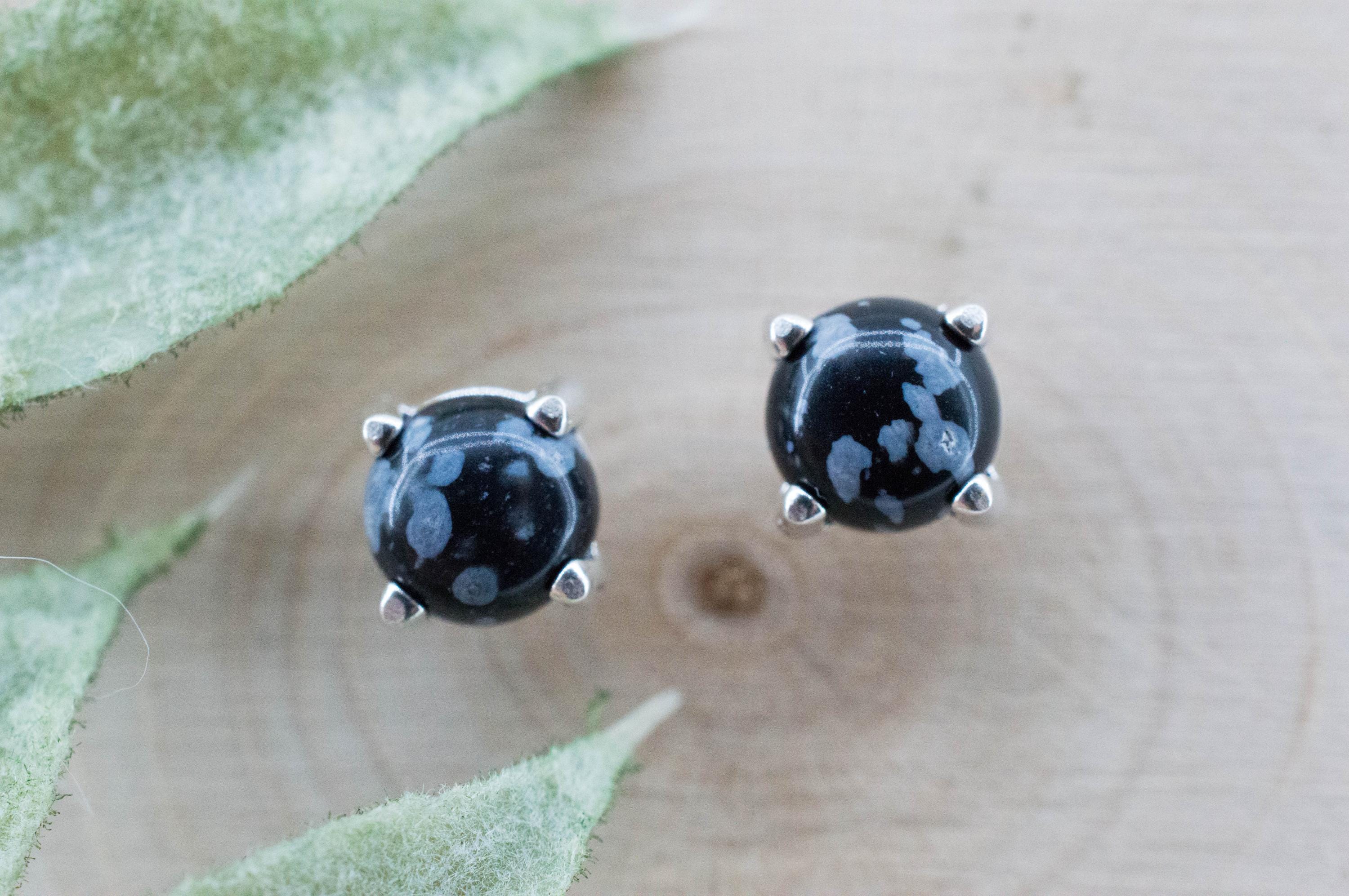 Snowflake Obsidian Earrings; Genuine Untreated Utah Obsidian; 1.520cts - Mark Oliver Gems