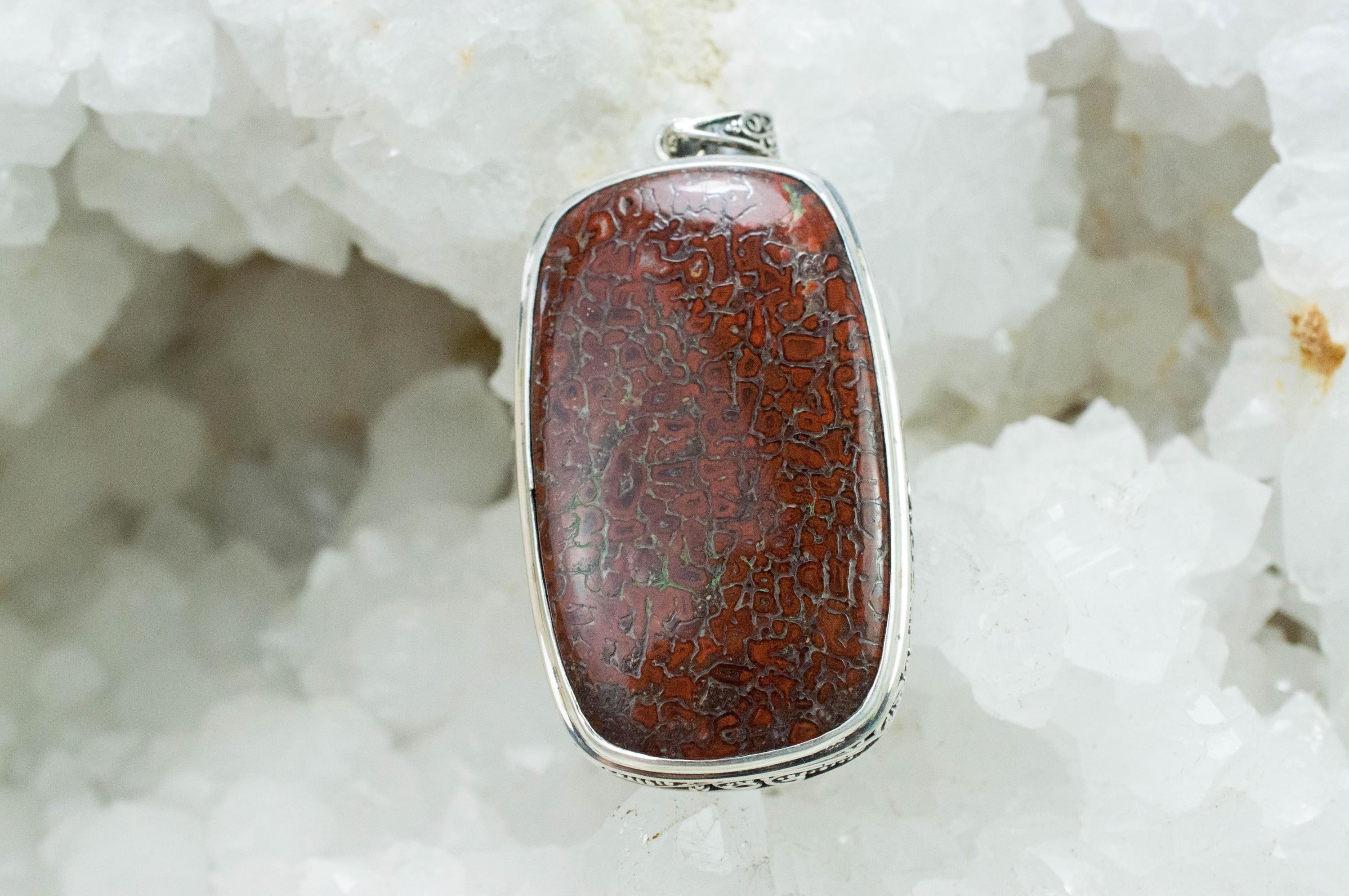 Dinosaur Bone Pendant; Natural Untreated Utah Dino Bone; 42x25mm - Mark Oliver Gems