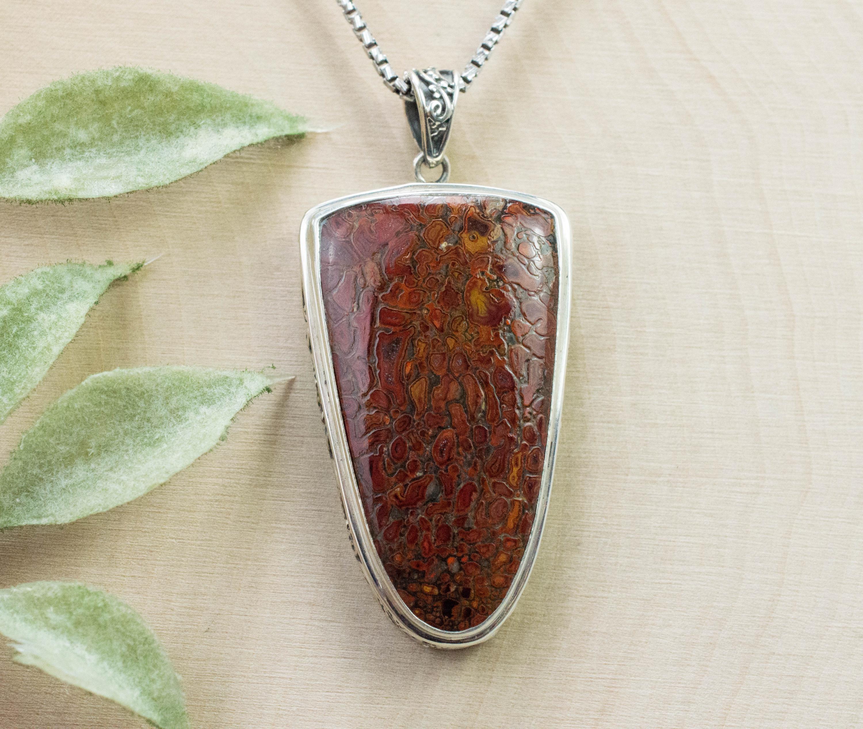 Dinosaur Bone Pendant; Natural Untreated Utah Dino Bone; 33x20mm - Mark Oliver Gems