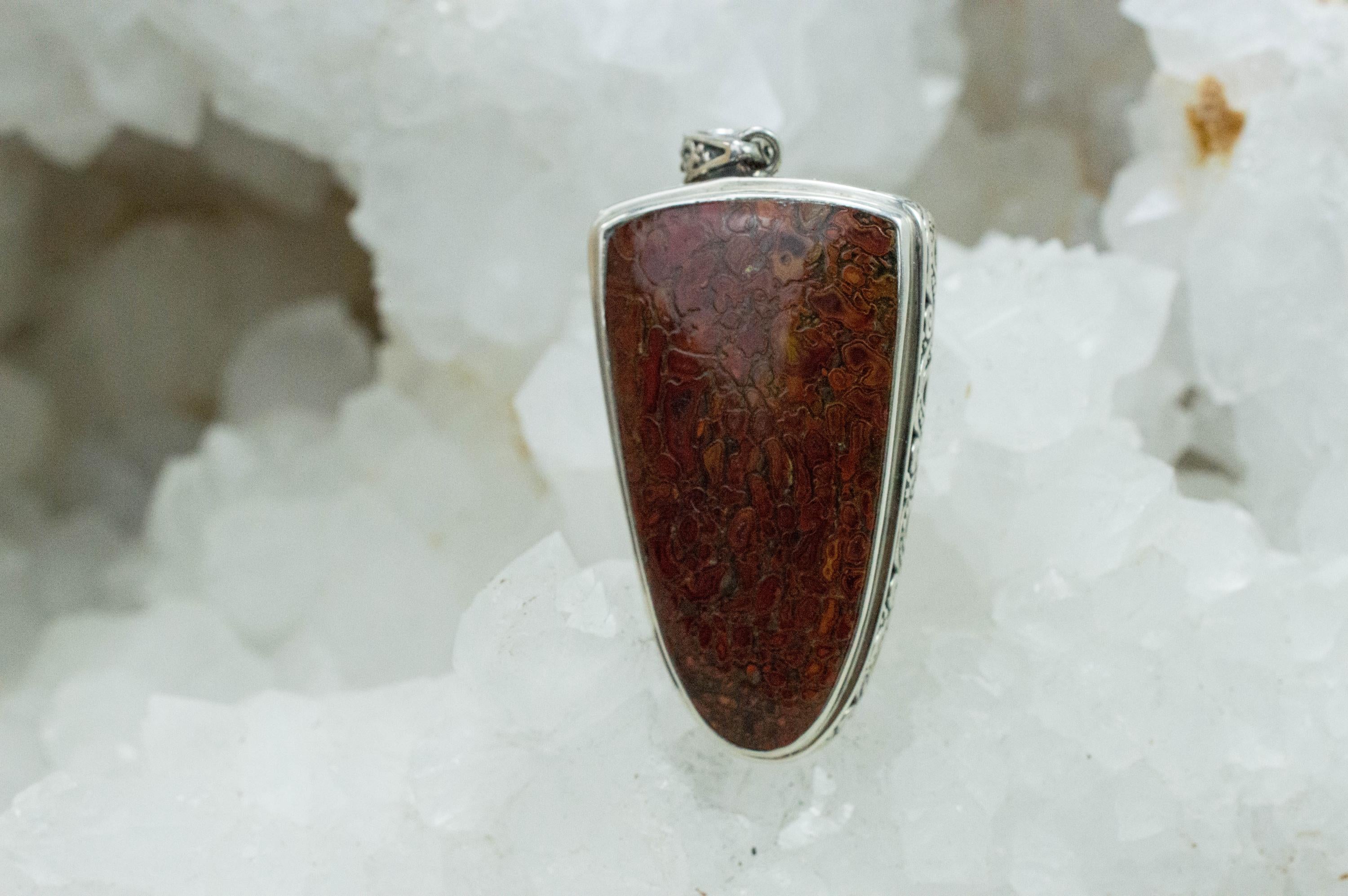 Dinosaur Bone Pendant; Natural Untreated Utah Dino Bone; 33x20mm - Mark Oliver Gems