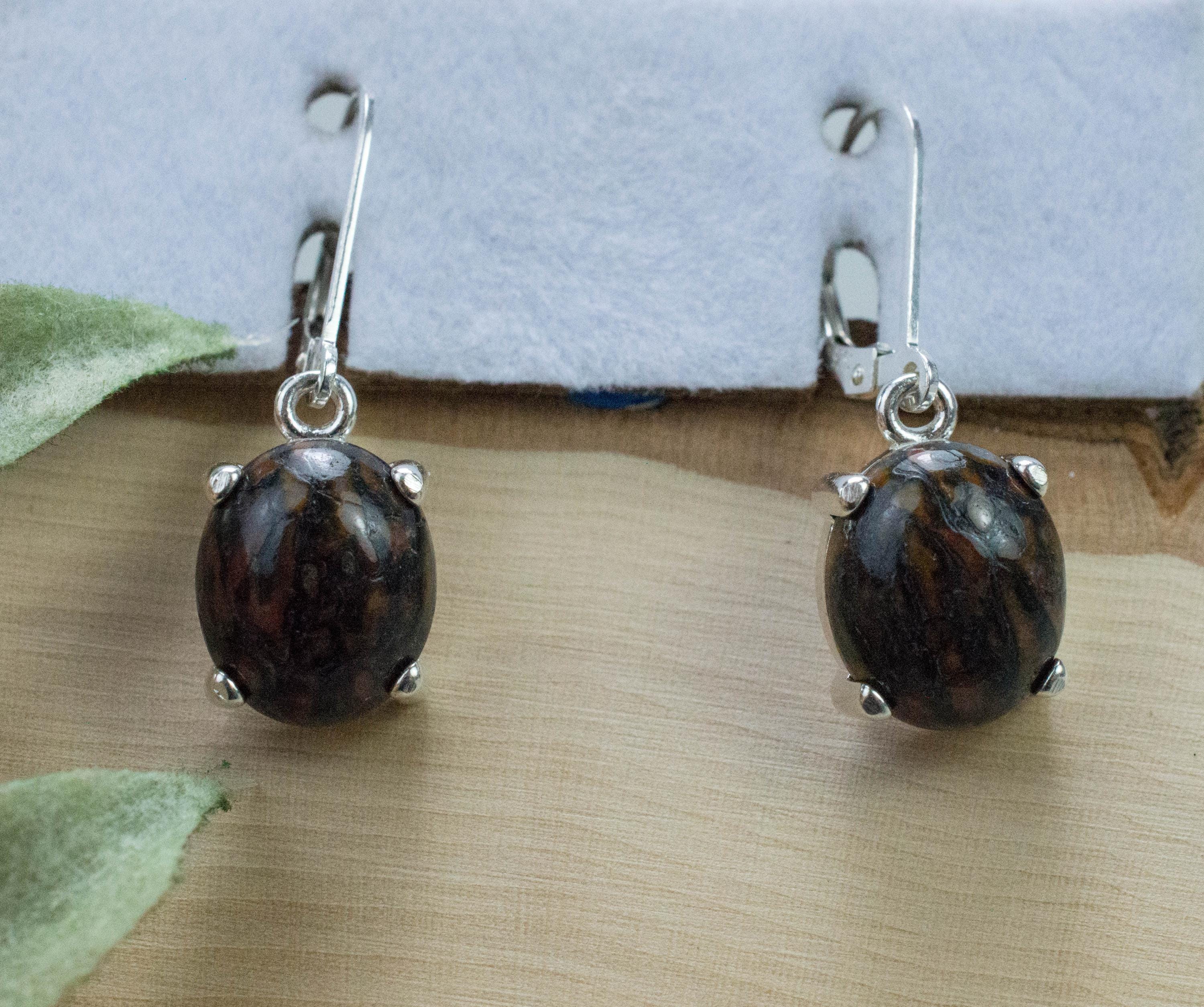 Dinosaur Bone Earrings; Natural Untreated Utah Dino Bone; 8.975cts - Mark Oliver Gems