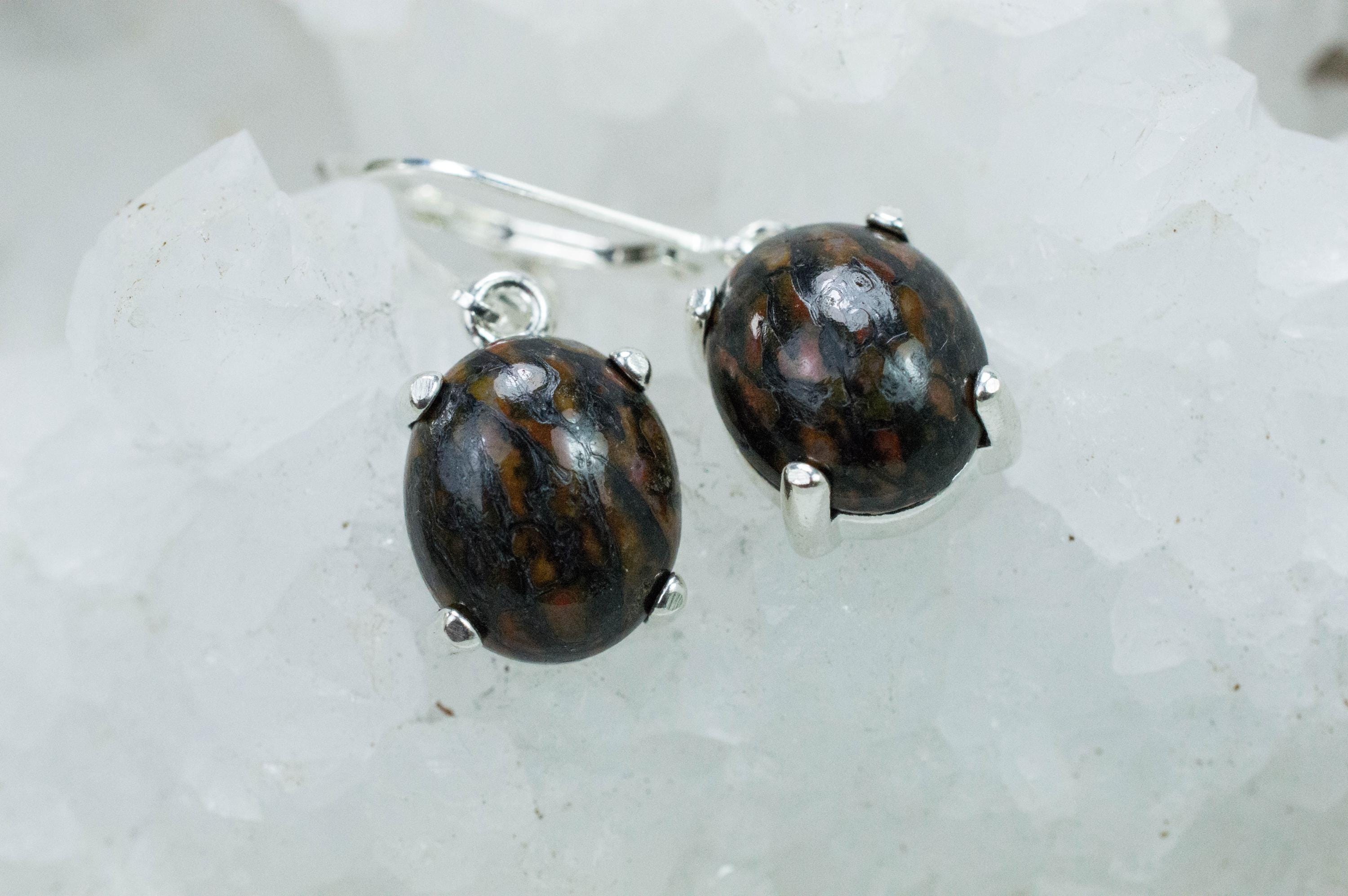 Dinosaur Bone Earrings; Natural Untreated Utah Dino Bone; 8.975cts - Mark Oliver Gems