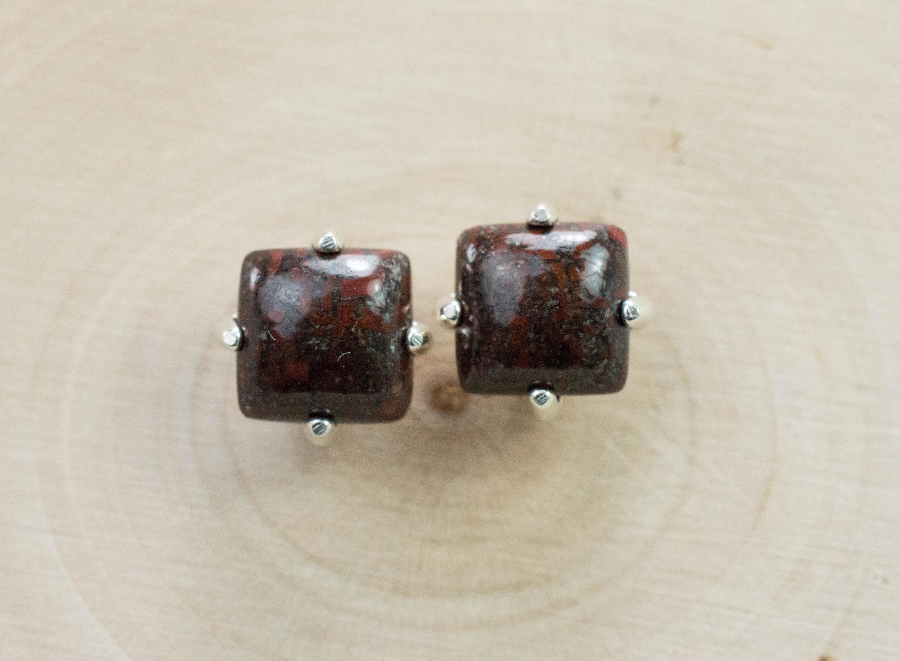 Dinosaur Bone Earrings; Natural Untreated Utah Dino Bone; 4.080cts - Mark Oliver Gems