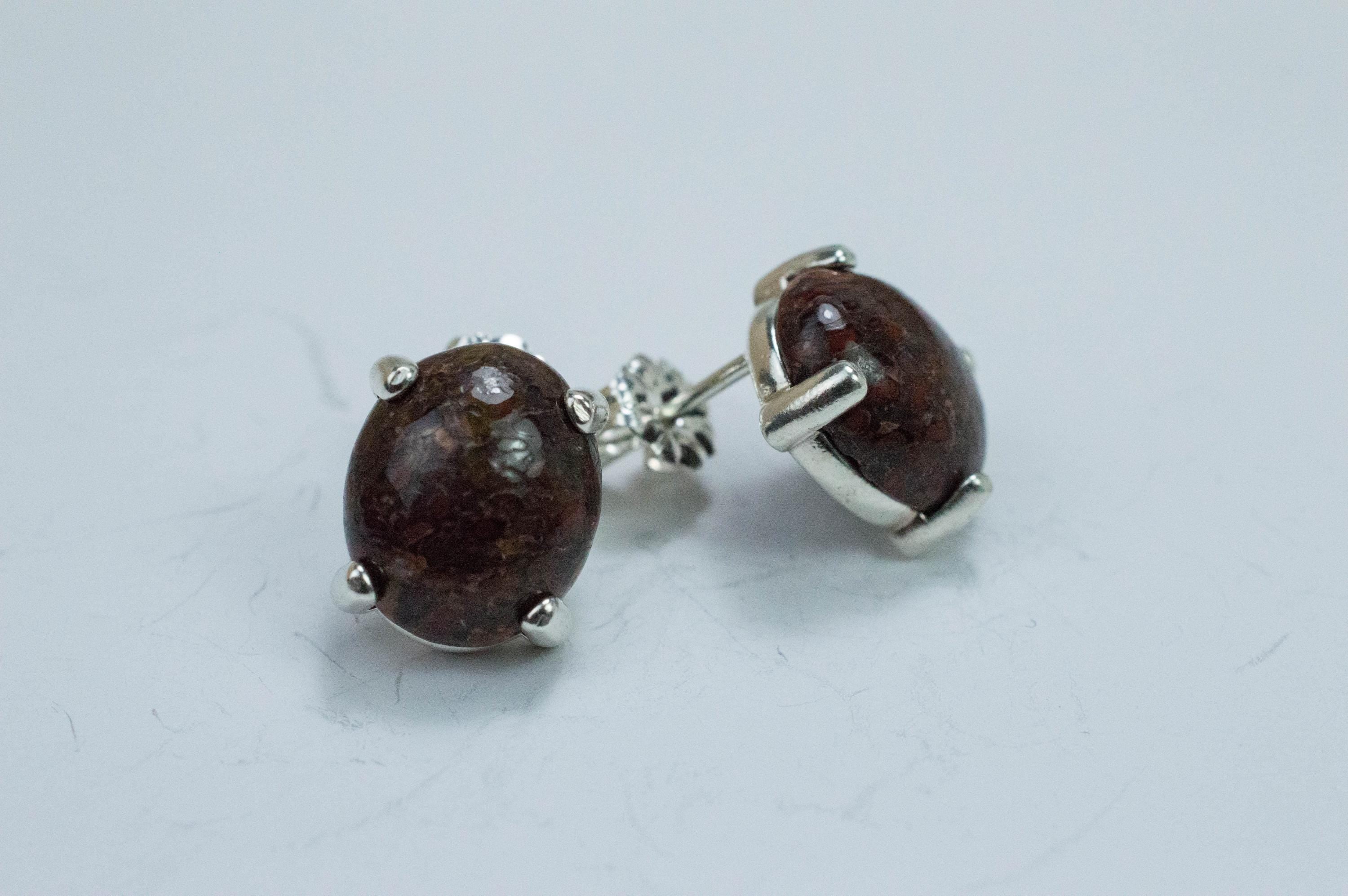 Dinosaur Bone Earrings; Natural Untreated Utah Dino Bone; 7.480cts - Mark Oliver Gems