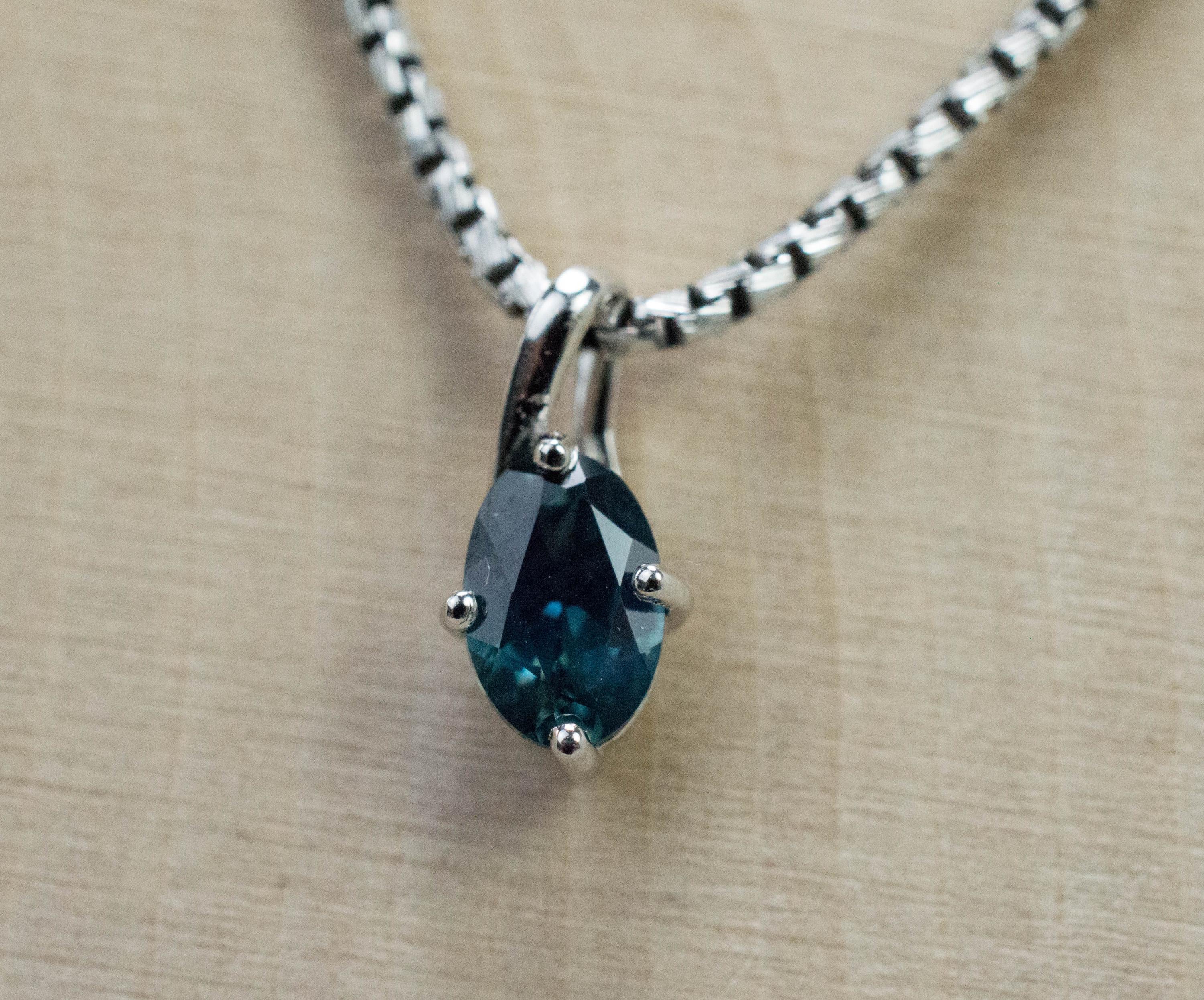 Australia Sapphire Pendant; Natural Untreated Sapphire; 0.605cts - Mark Oliver Gems