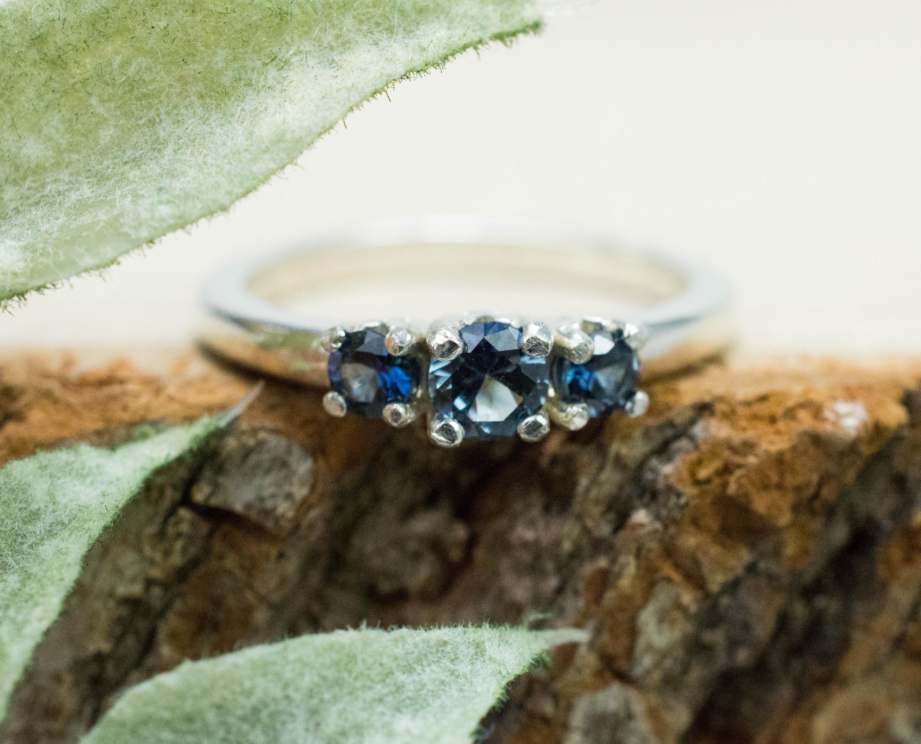 Australia Sapphire Ring, Natural Untreated Blue Sapphire; 0.485ctw - Mark Oliver Gems