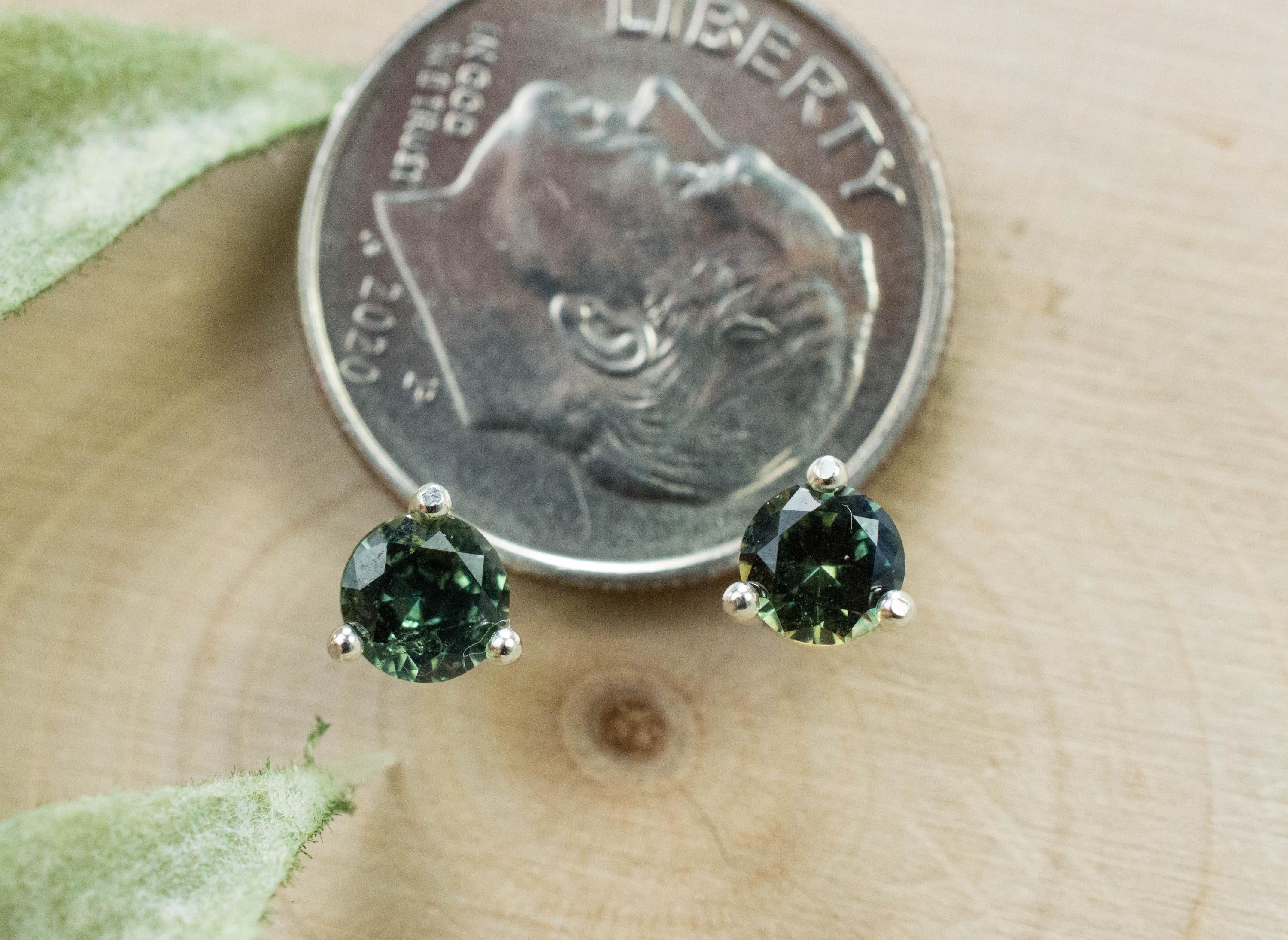 Australia Sapphire Earrings, Natural Untreated Parti Sapphire; 0.700cts - Mark Oliver Gems