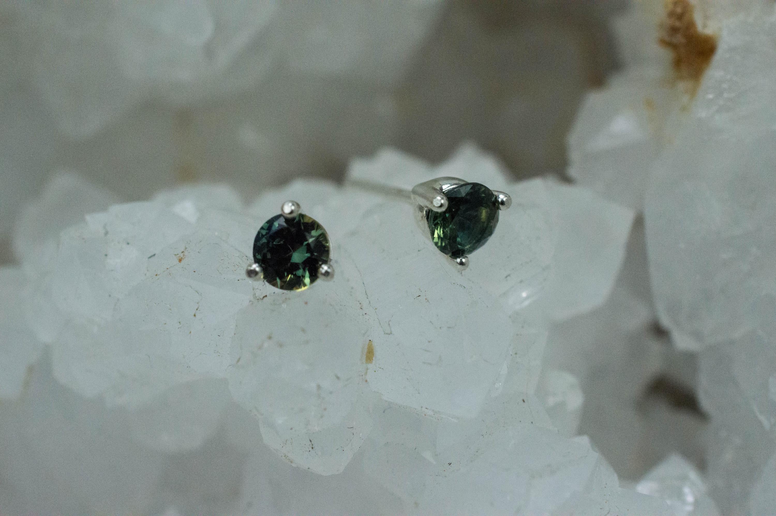 Australia Sapphire Earrings, Natural Untreated Parti Sapphire; 0.700cts - Mark Oliver Gems