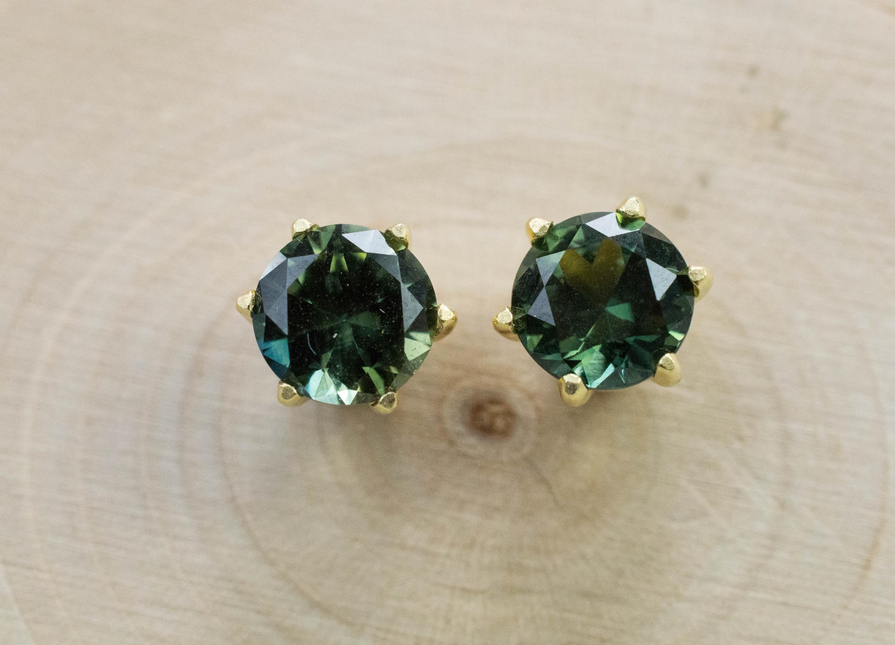 Australia Sapphire Earrings, Natural Untreated Parti Sapphire; 2.700cts - Mark Oliver Gems