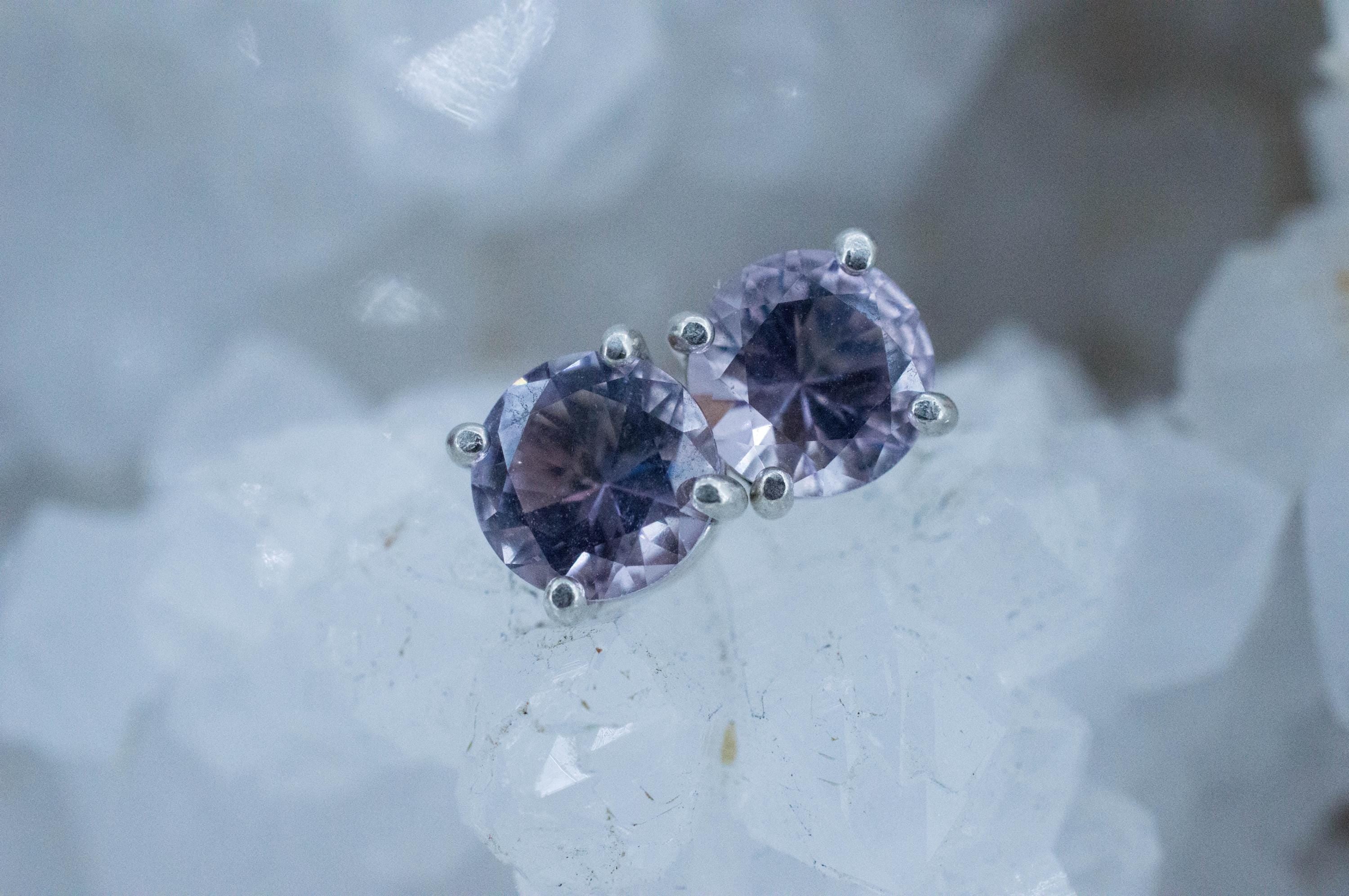 Rose de France Amethyst Earrings, Natural Untreated Brazilian Amethyst; 2.110cts - Mark Oliver Gems