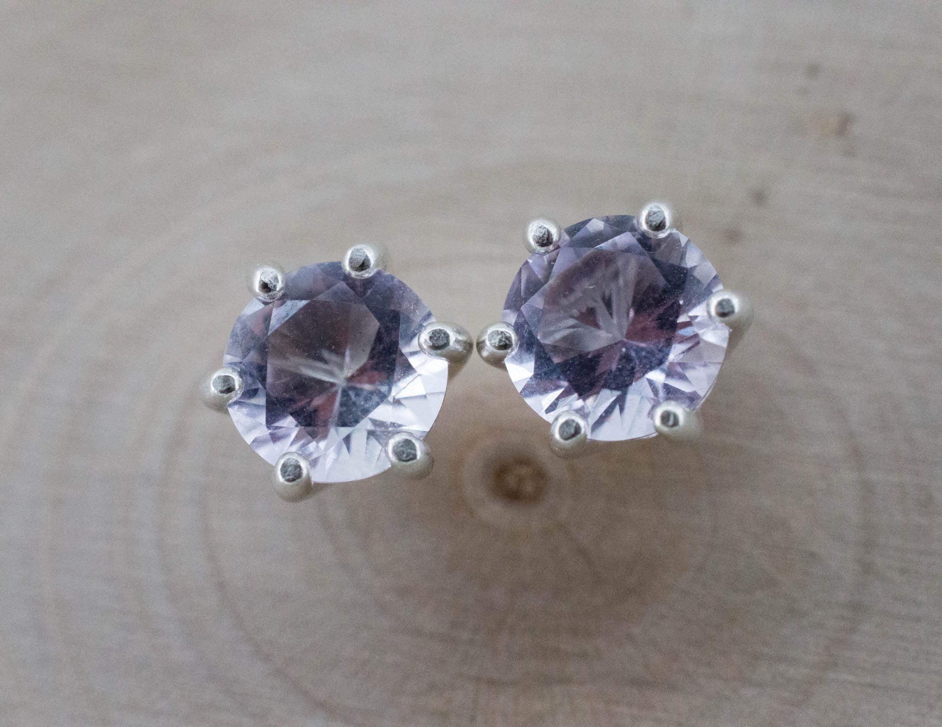 Rose de France Amethyst Earrings, Natural Untreated Brazilian Amethyst; 2.125cts - Mark Oliver Gems