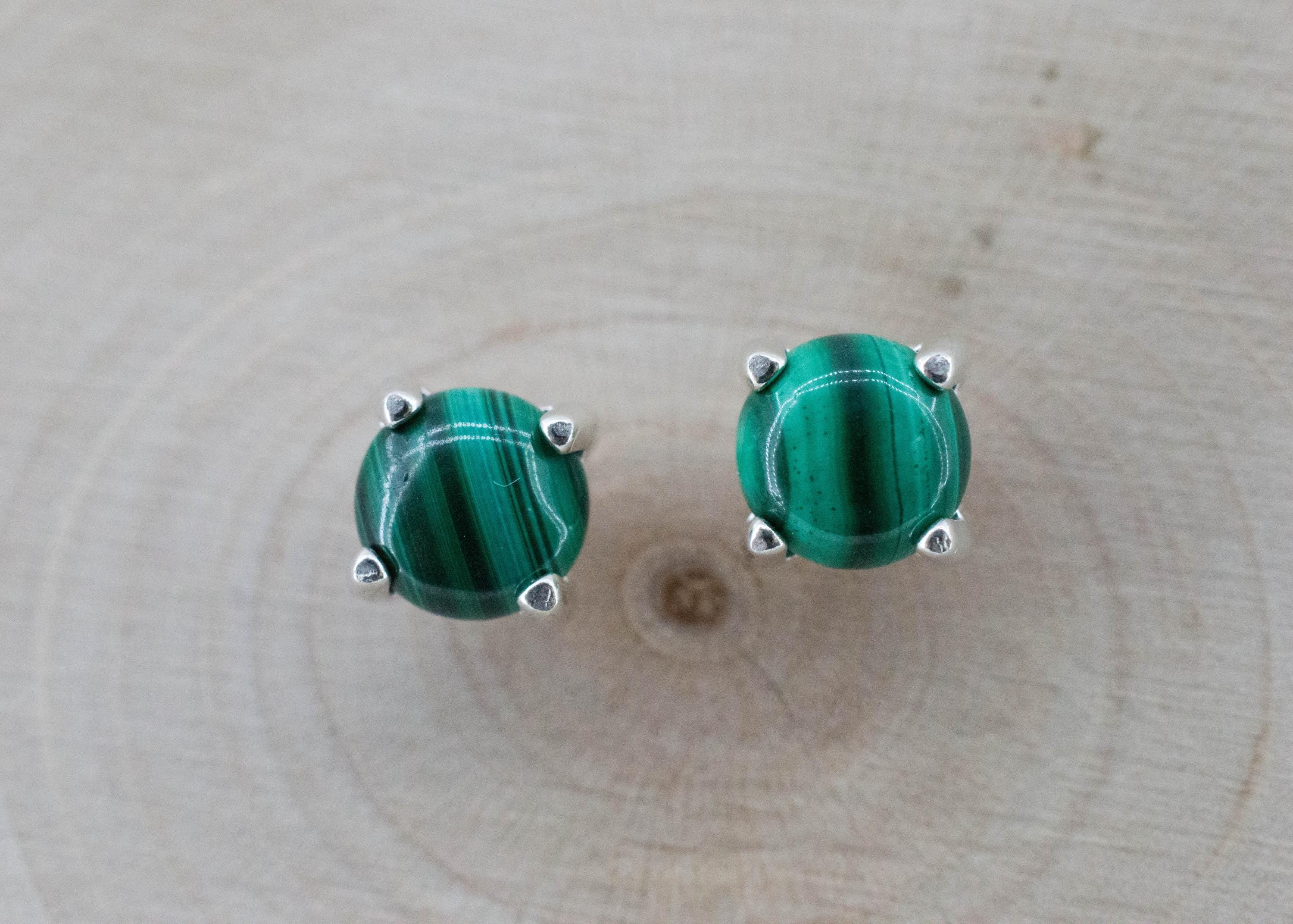 Malachite Earrings; Natural Untreated Congo Malachite; 2.170cts - Mark Oliver Gems