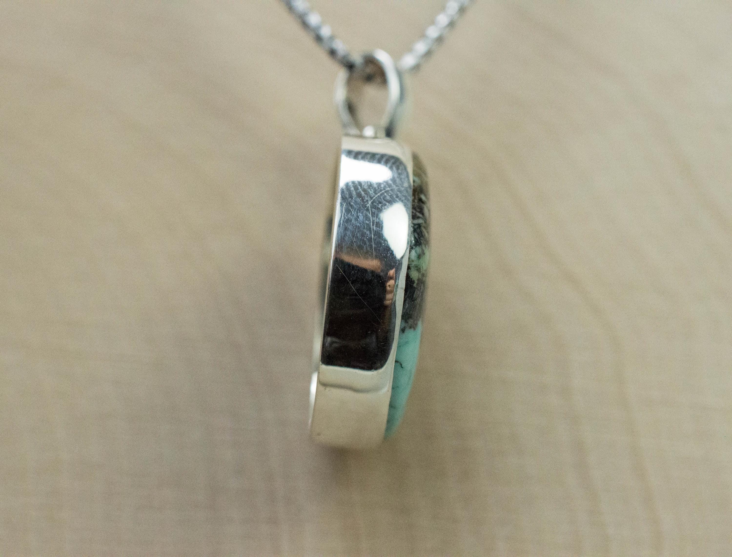 Azurite Turquoise Pendant, Natural Untreated Peru Turquoise and Azurite; 21mm - Mark Oliver Gems