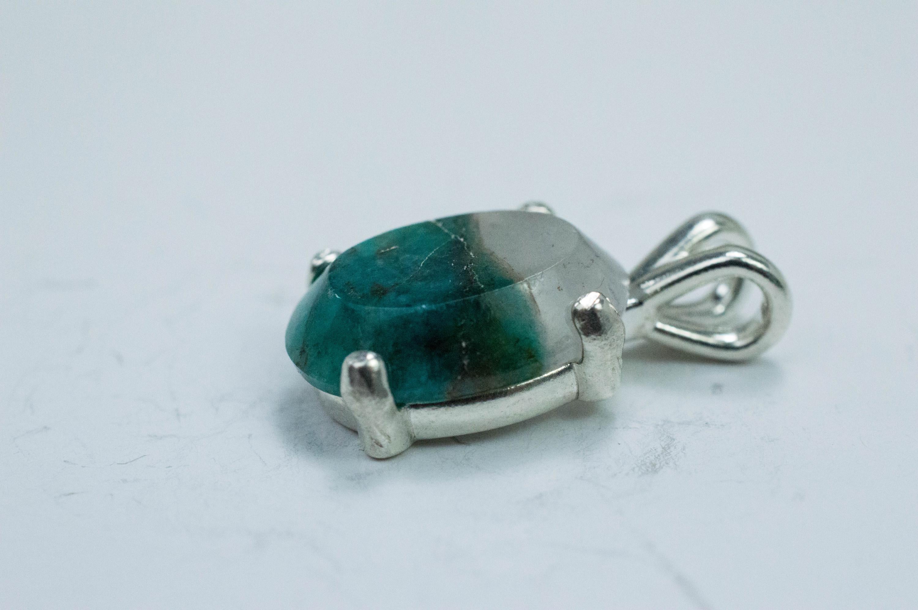 Amazonite Pendant; Natural Untreated Brazil Amazonite in Quartz; 5.065cts - Mark Oliver Gems