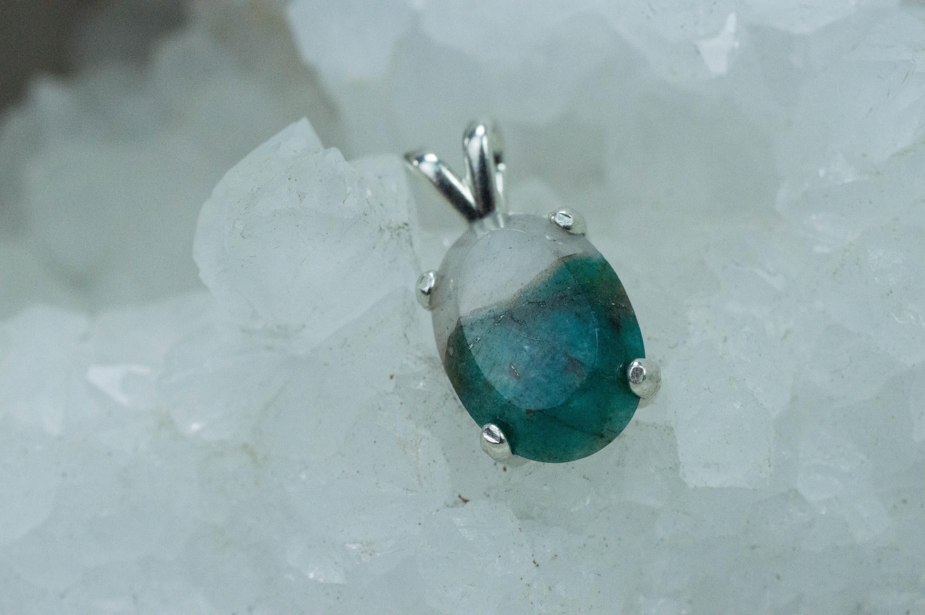 Amazonite Pendant; Natural Untreated Brazil Amazonite in Quartz; 5.065cts - Mark Oliver Gems