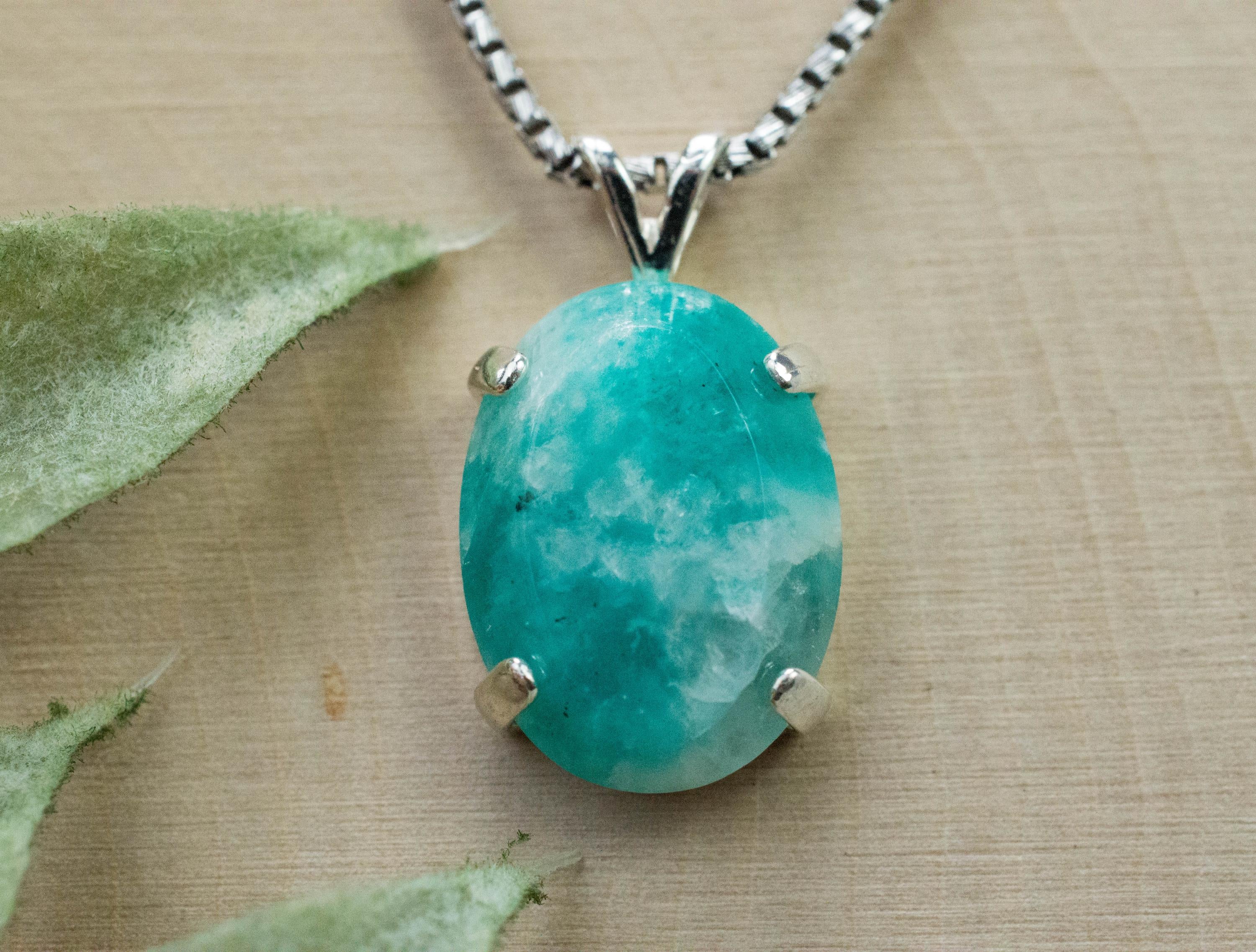 Amazonite Pendant; Natural Untreated Brazil Amazonite in Quartz; 6.010cts - Mark Oliver Gems