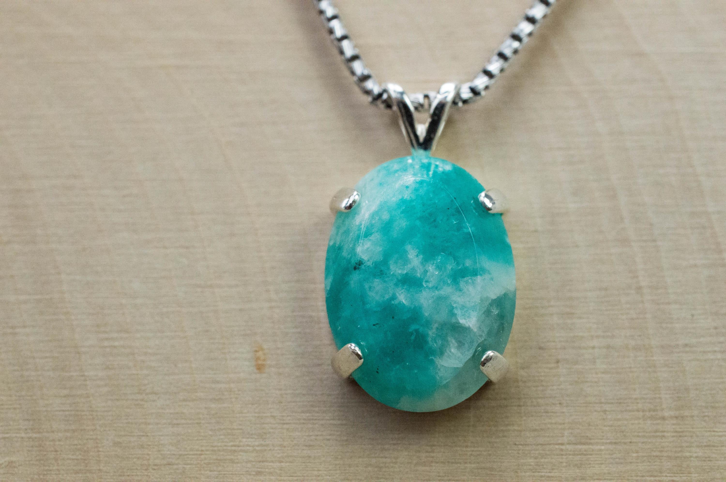 Amazonite Pendant; Natural Untreated Brazil Amazonite in Quartz; 6.010cts - Mark Oliver Gems