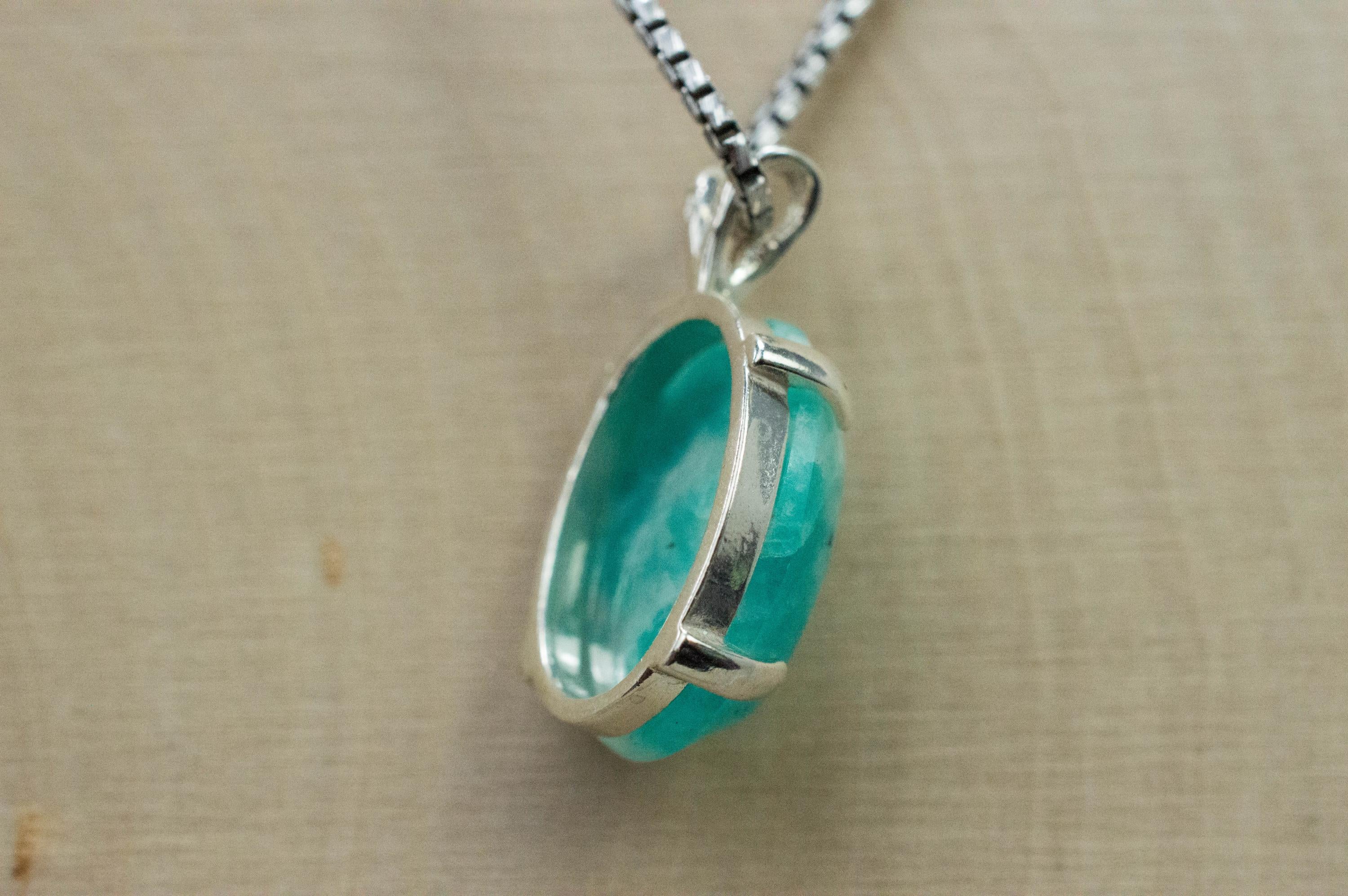 Amazonite Pendant; Natural Untreated Brazil Amazonite in Quartz; 6.010cts - Mark Oliver Gems