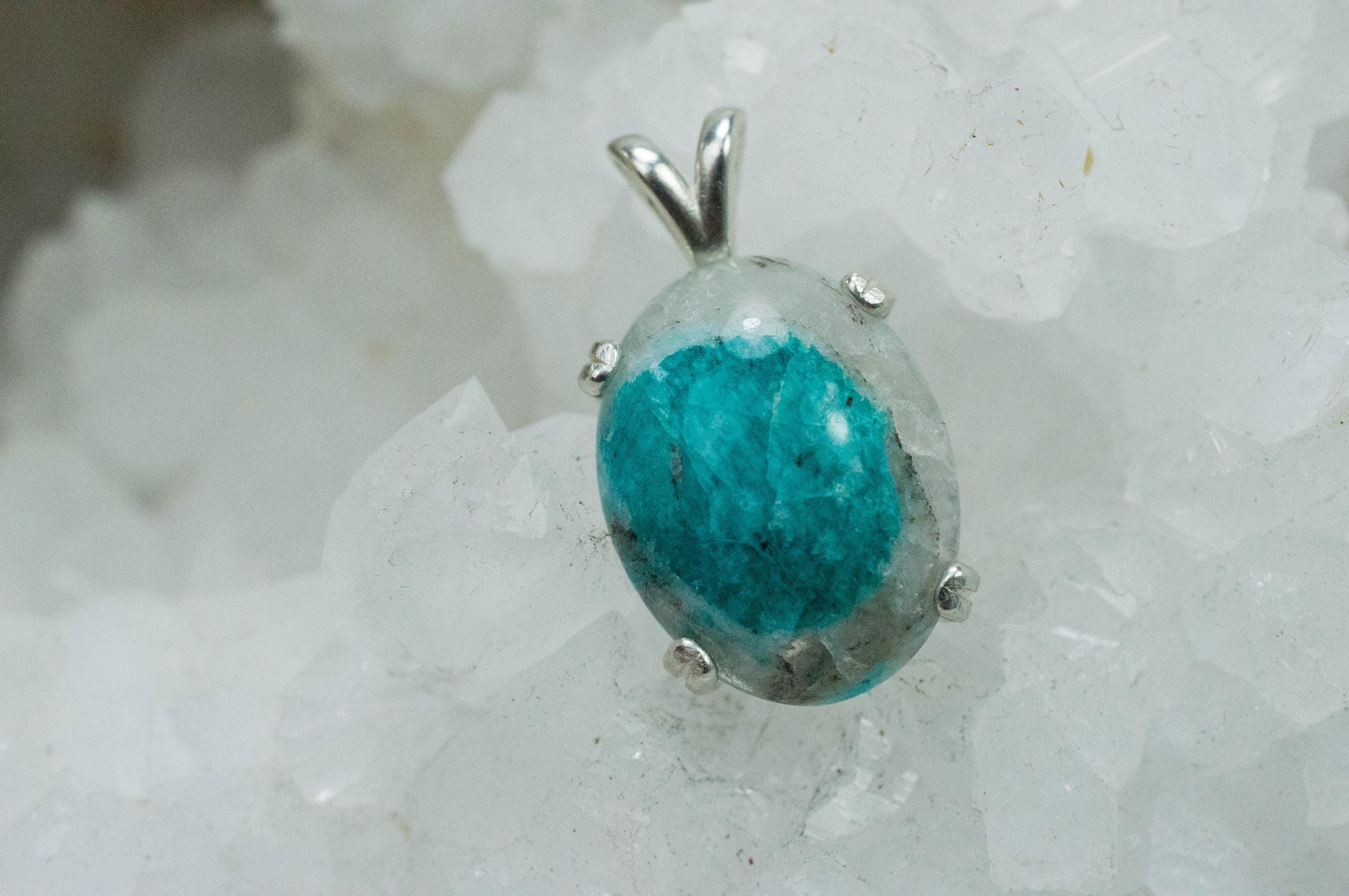 Amazonite Pendant; Natural Untreated Brazil Amazonite in Quartz; 10.190cts - Mark Oliver Gems
