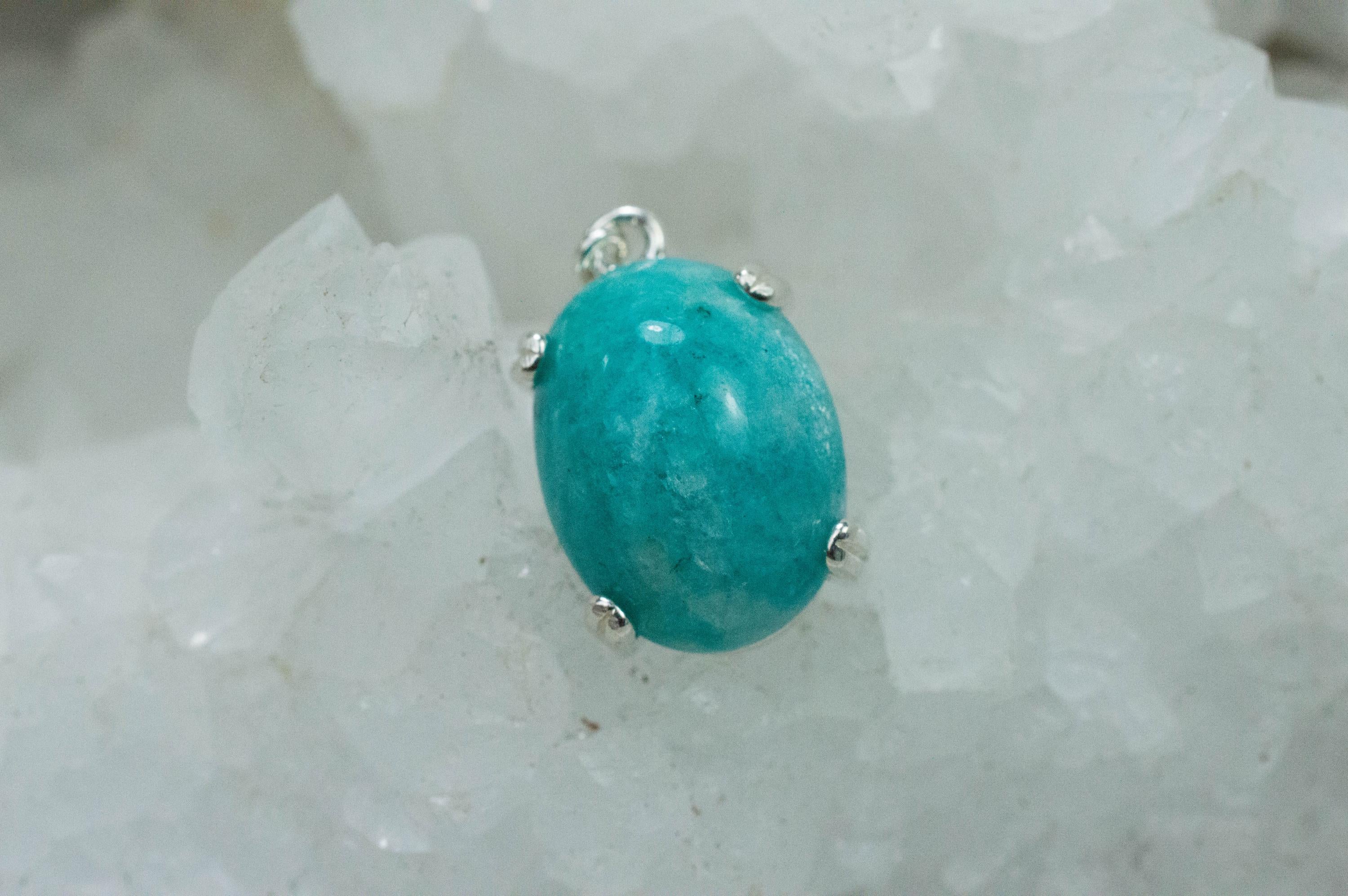 Amazonite Pendant; Natural Untreated Brazil Amazonite in Quartz; 8.440cts - Mark Oliver Gems